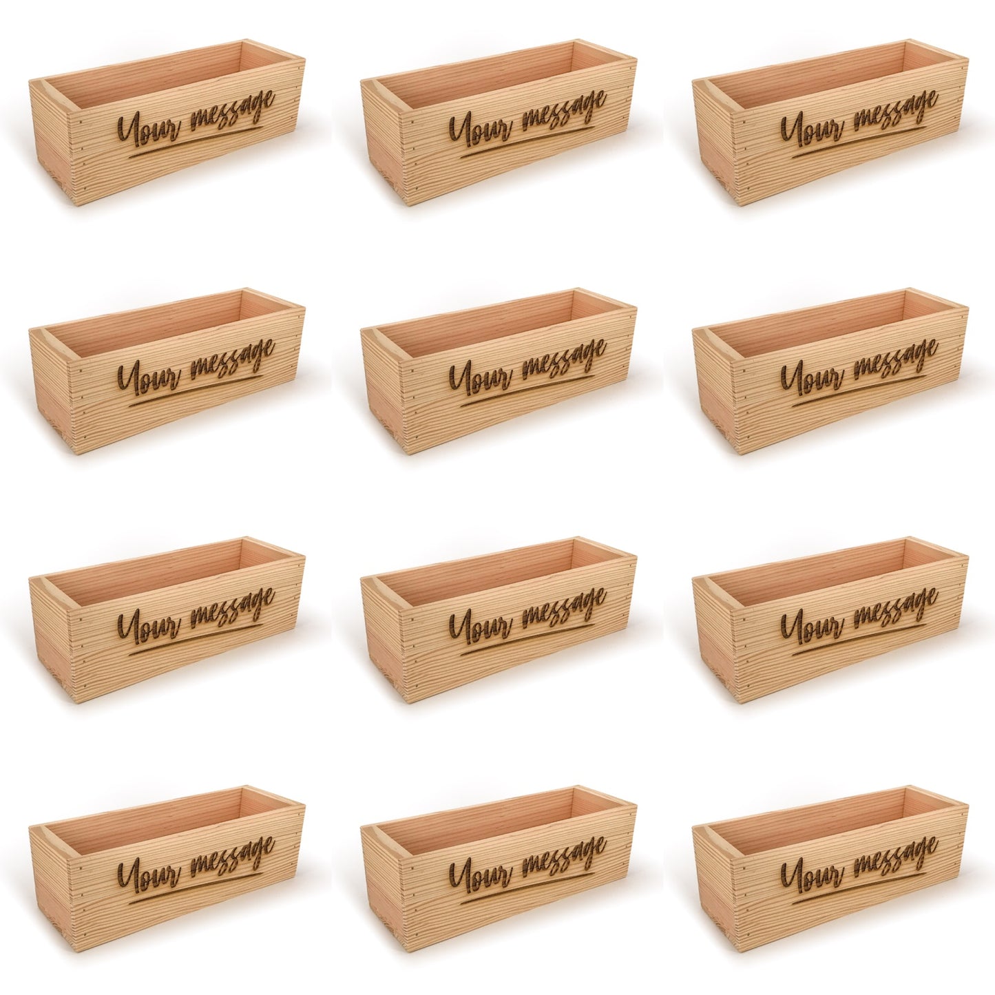 12 Single Bottle Wine Crate Box with Custom Message 14x4.5x4.5