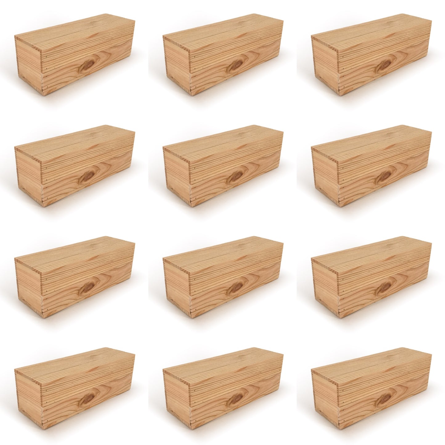12 Single Bottle Wine Crate Box with Lid 14x4.5x4.5