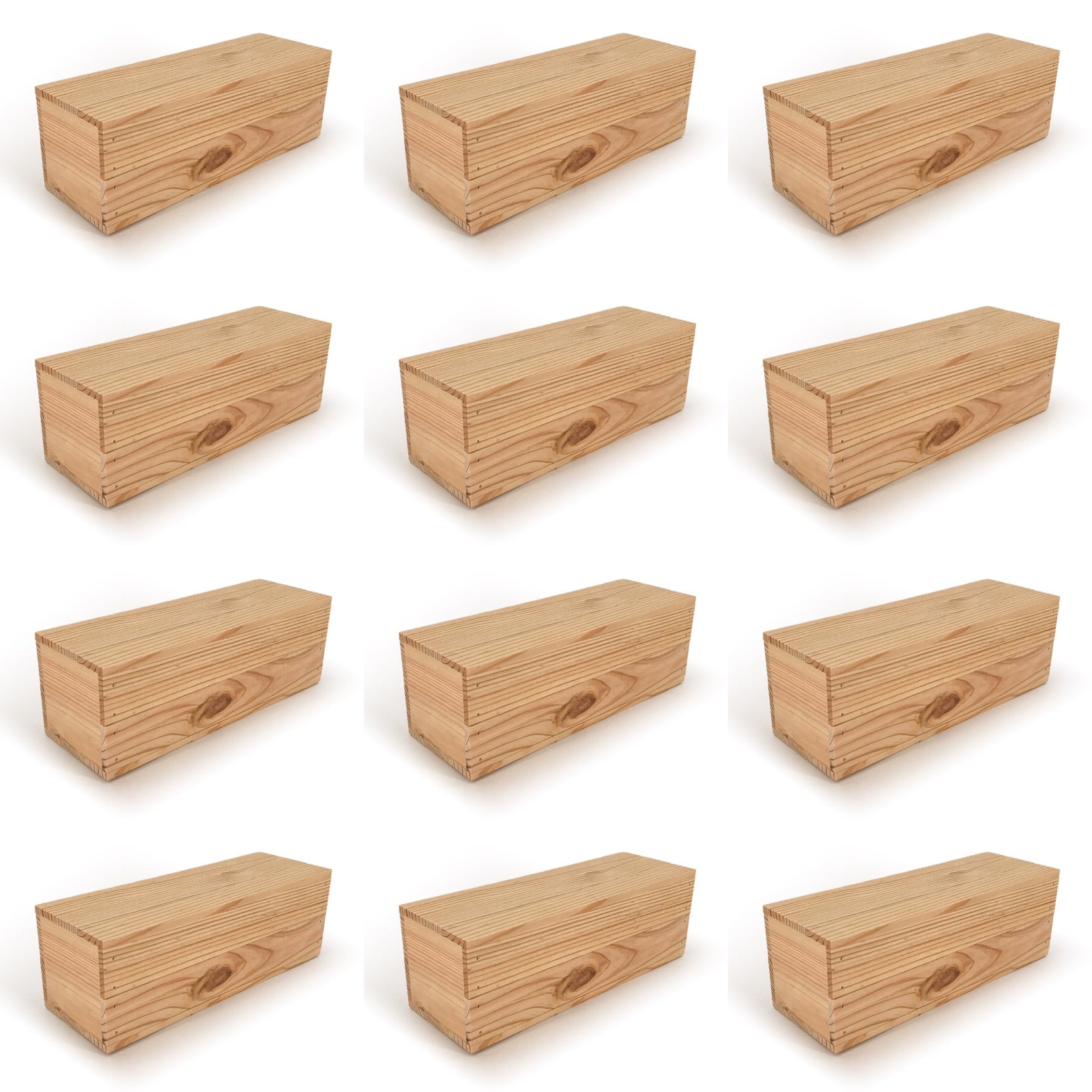 12 Single Bottle Wine Crate Box with Lid 14x4.5x4.5