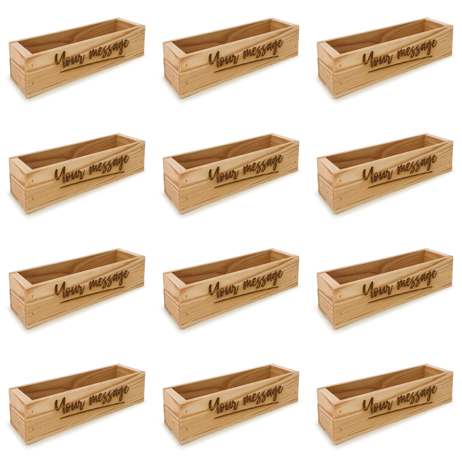 12 Single bottle wine crates with custom message 13x3.5x3.5