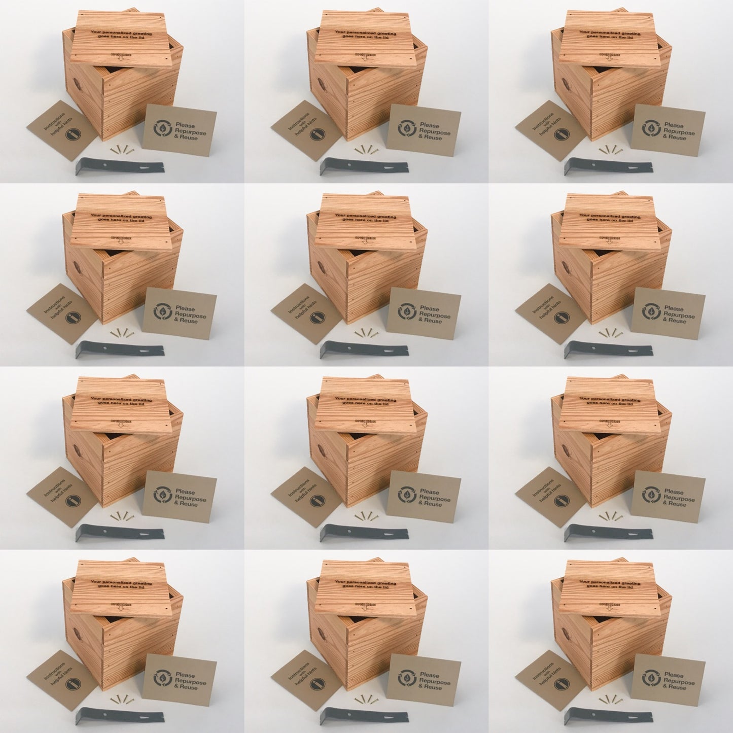 12 Small-sized DIY gift crate kits with greeting by Carpenter Core