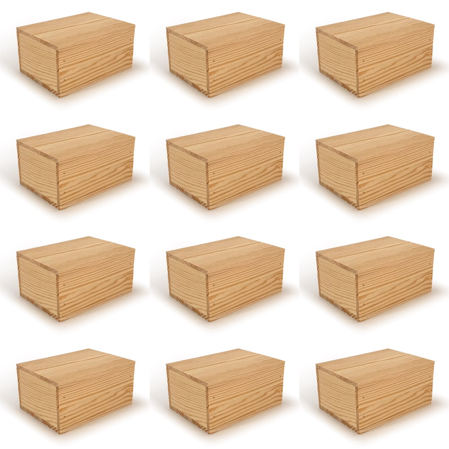 12 Small wooden crate boxes with lid 7x5.5.3.5