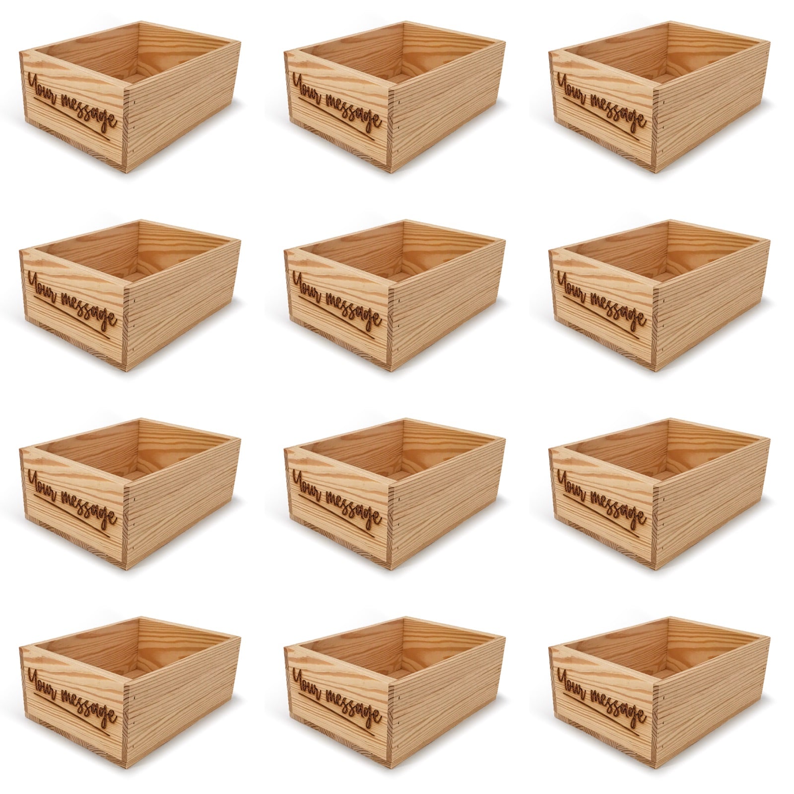 12 Small wooden crates with custom message 10x8x4.25