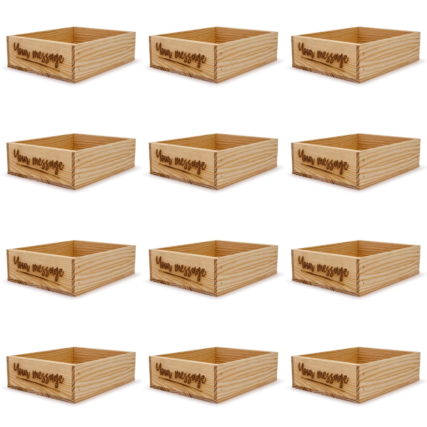 12 Small wooden crates with custom message 12x9.75x3.5