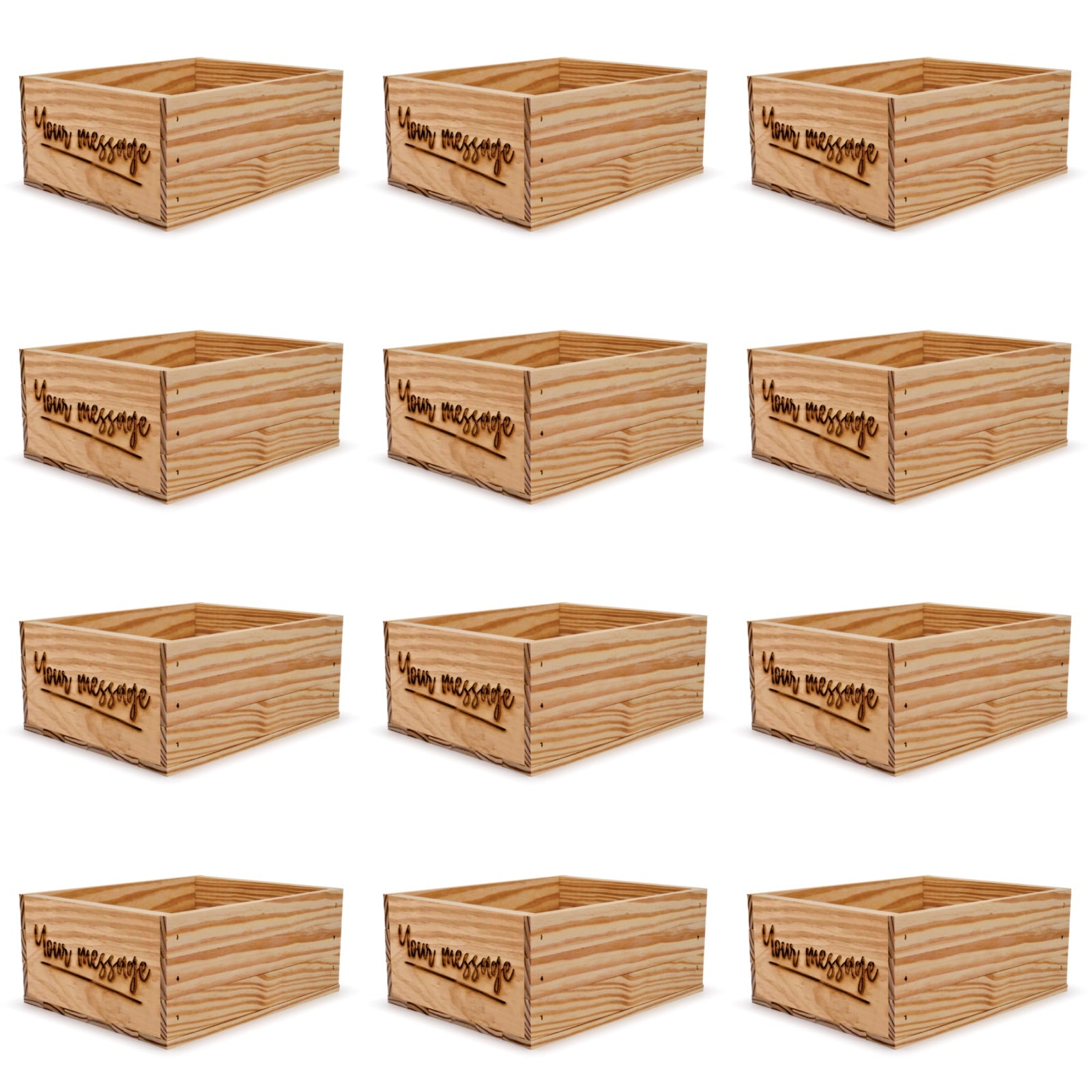 12 Small wooden crates with custom message 12x9.75x5.25