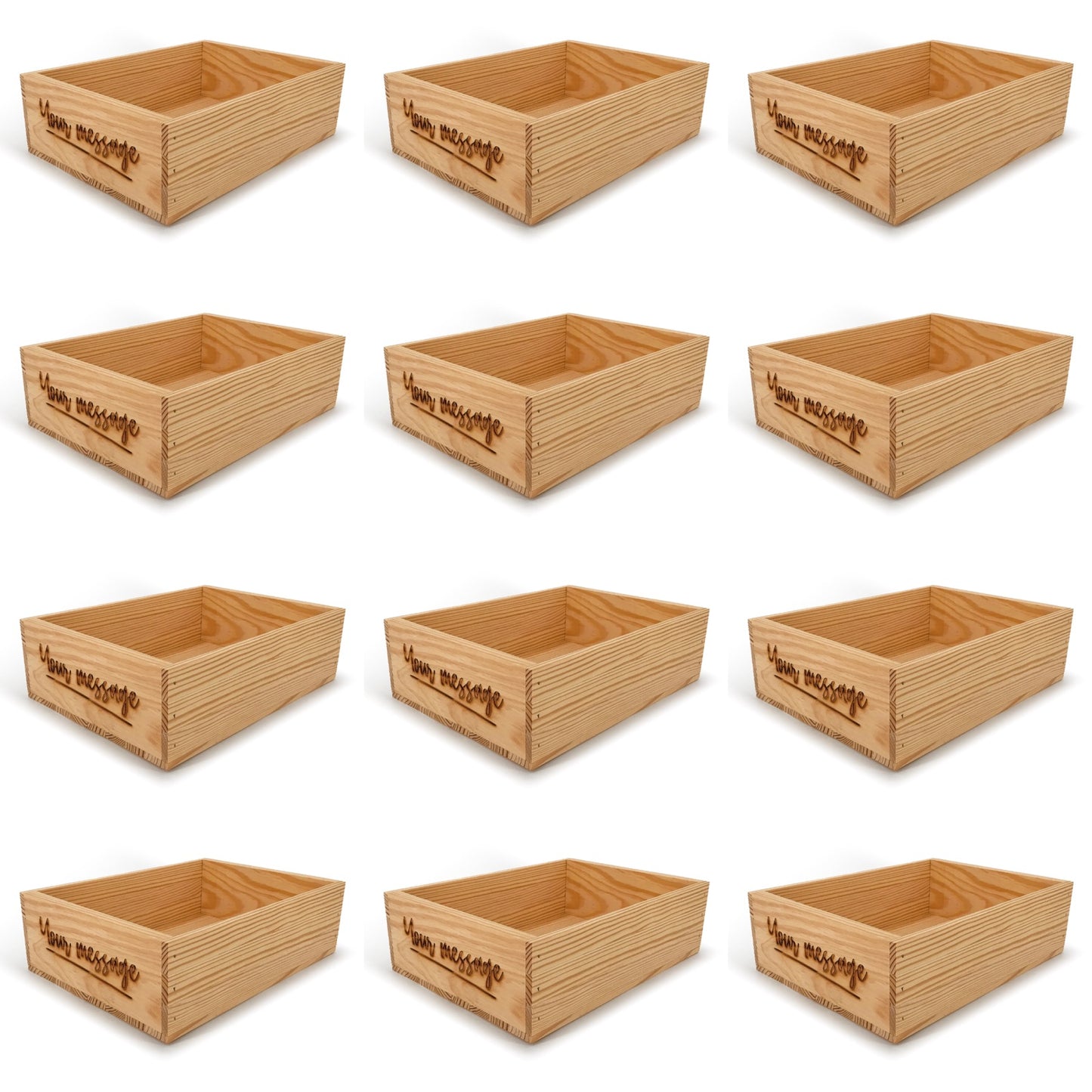 12 Small wooden crates with custom message 14x10x4.25