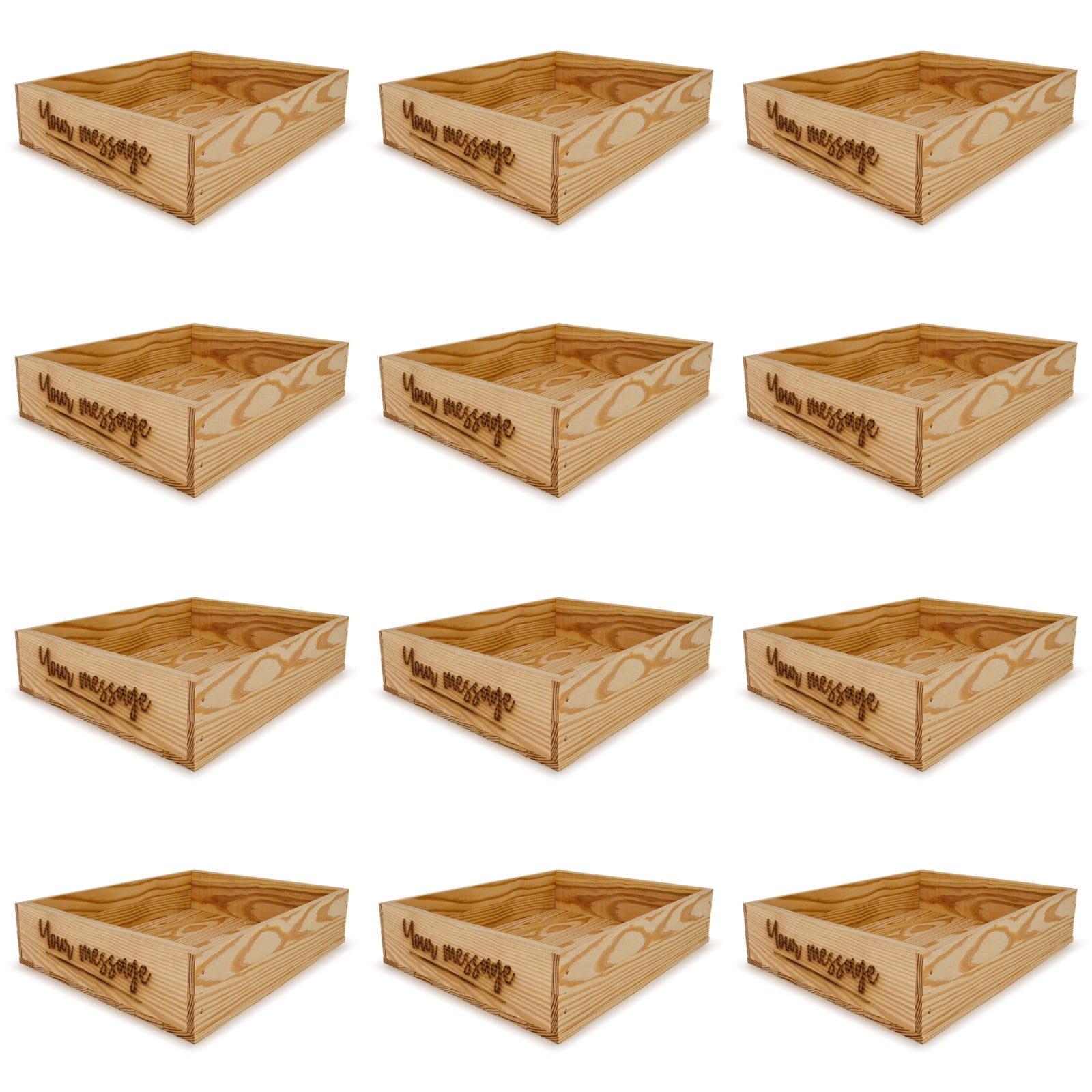 12 Small wooden crates with custom message 16x13.25x3.5