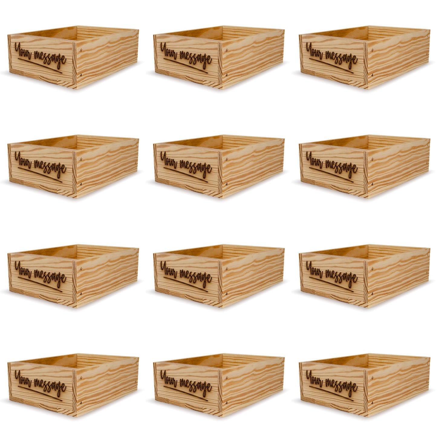 12 Small wooden crates with custom message 8x6.25x2.75