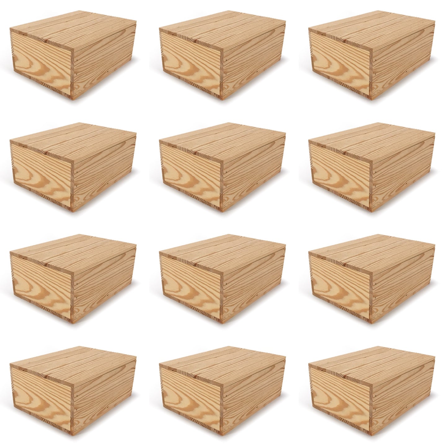 12 Small wooden crates with lid 10x8x4.25