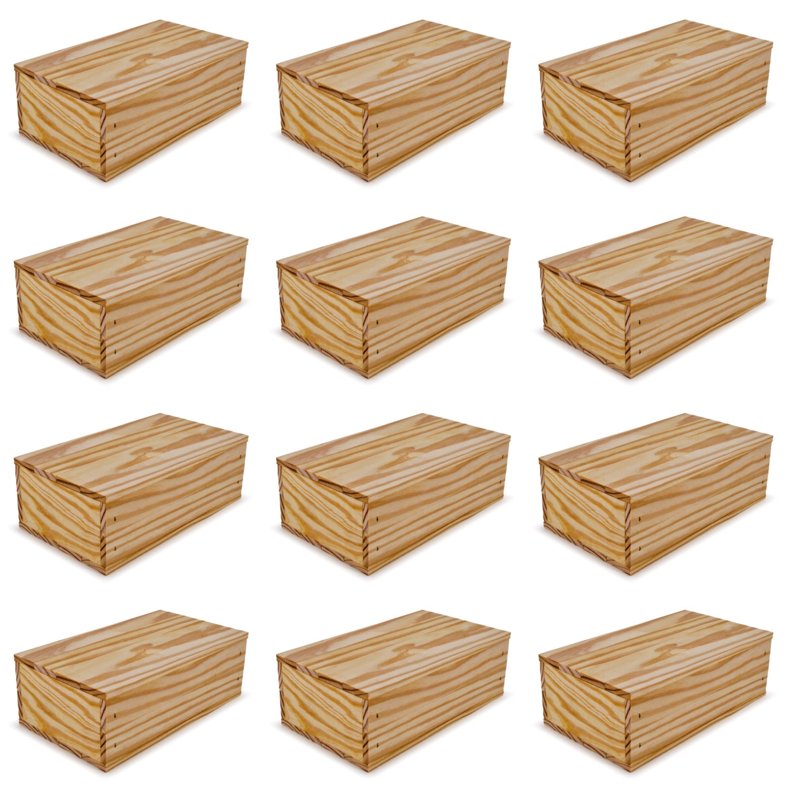 12 Small wooden crates with lid 11x6.25x3.5