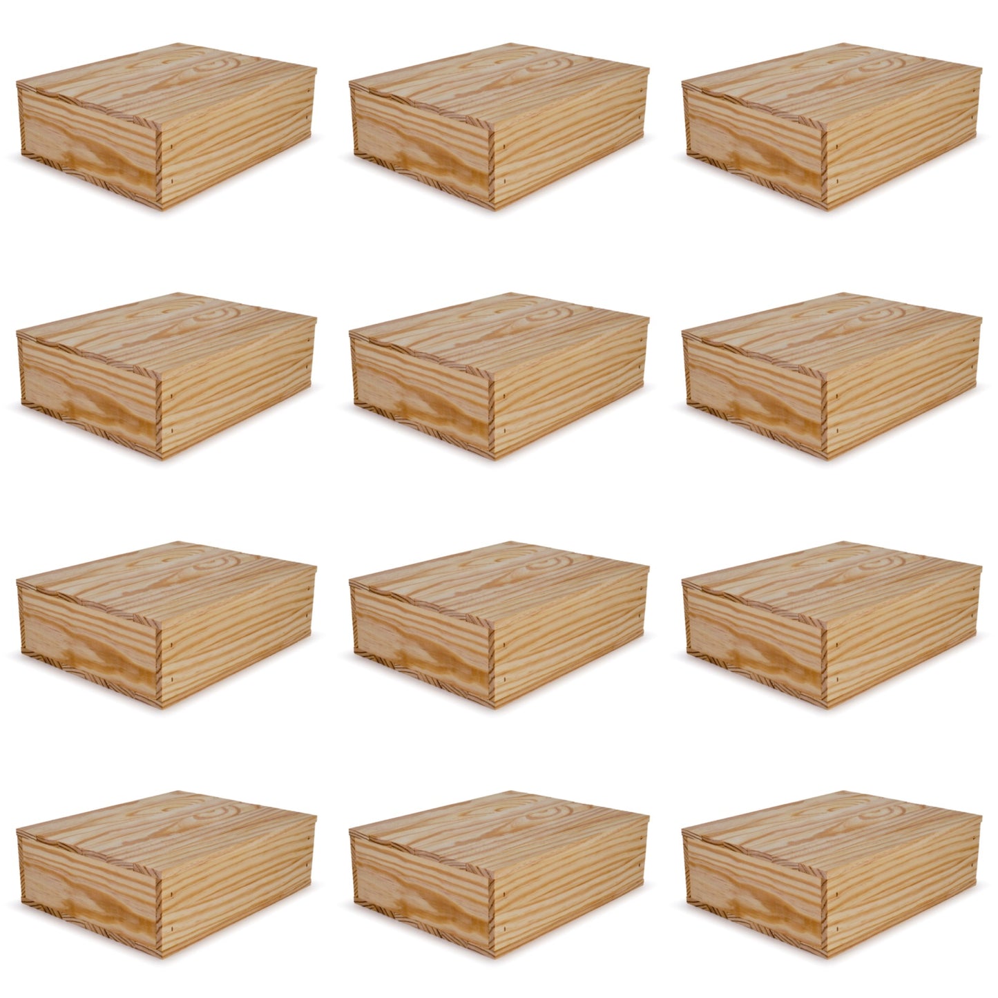 12 Small wooden crates with lid 12x9.75x3.5