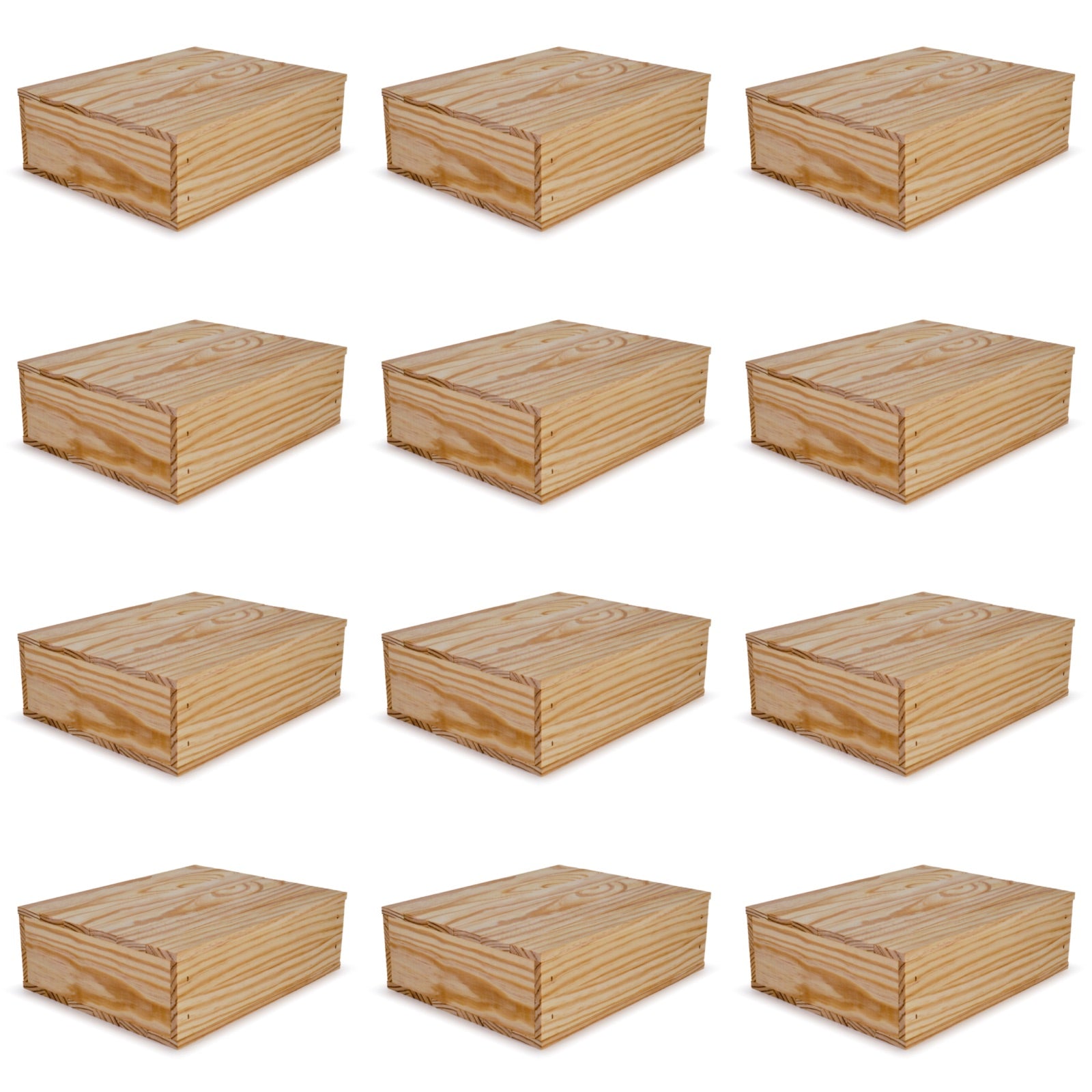 12 Small wooden crates with lid 12x9.75x3.5