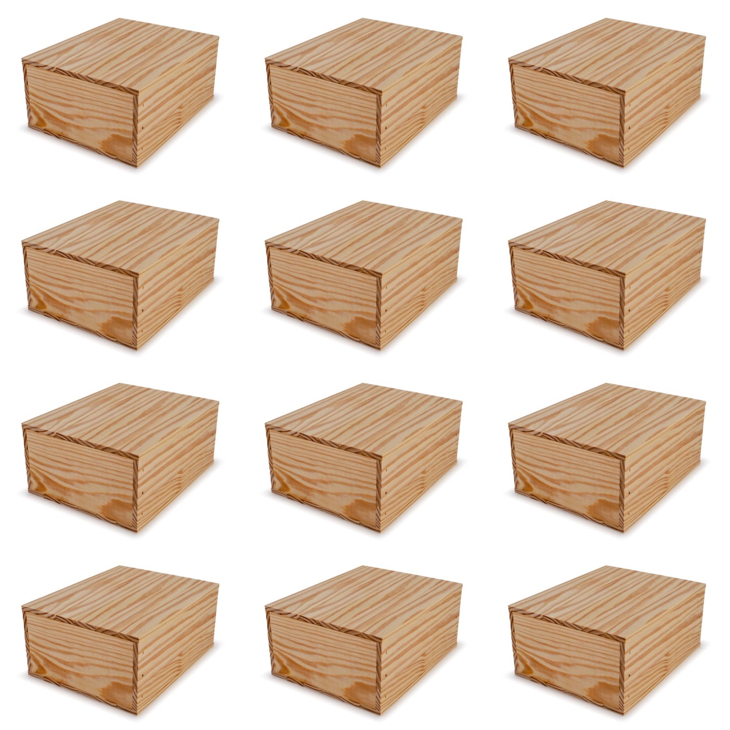 12 Small wooden crates with lid 12x9.75x5.25