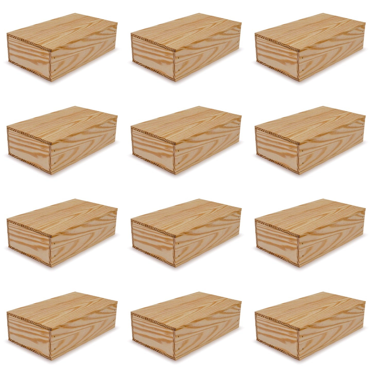 12 Small wooden crates with lid 13x7.5x3.5