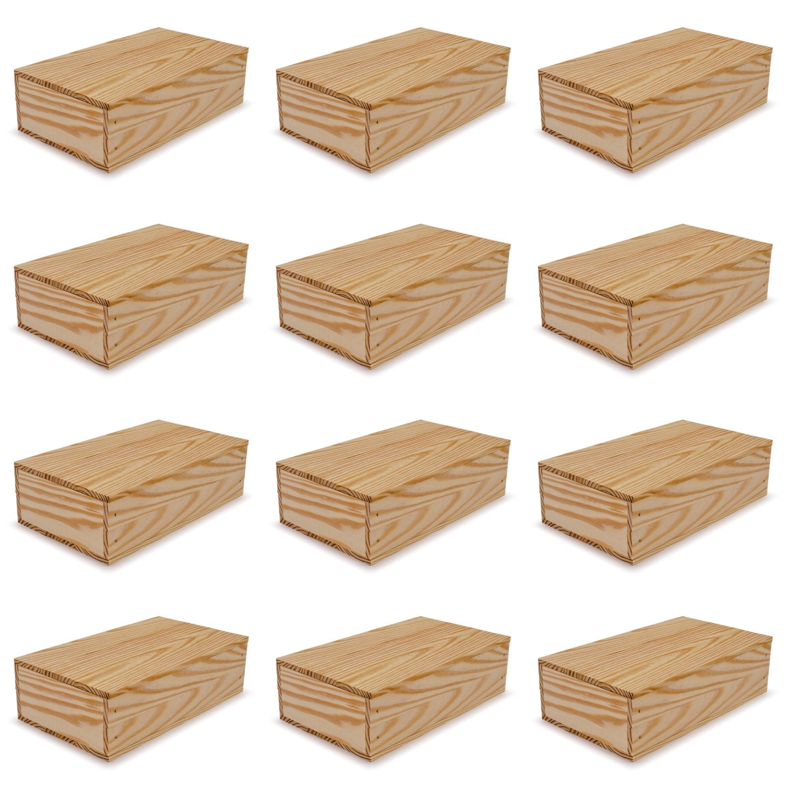 12 Small wooden crates with lid 13x7.5x3.5