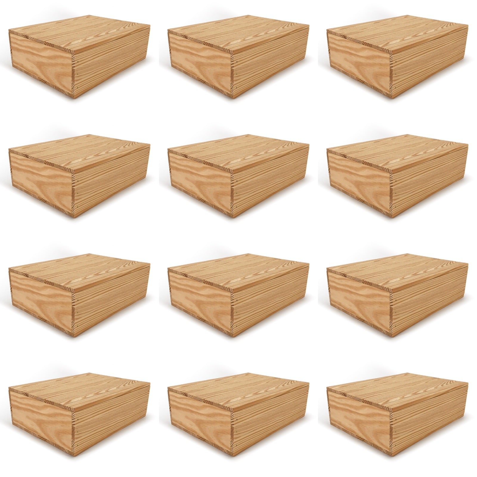 12 Small wooden crates with lid 14x10x4.25