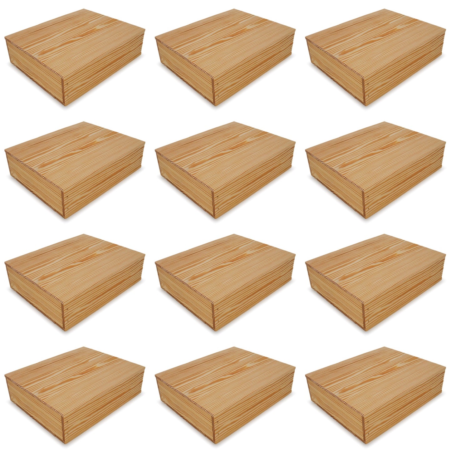 12 Small wooden crates with lid 14x11.5x3.5