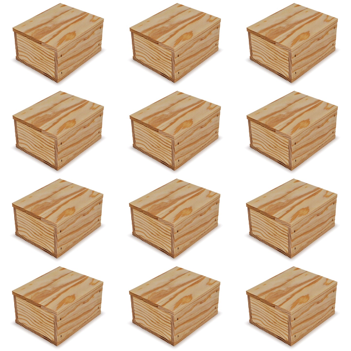 12 Small wooden crates with lid 5x4.5x2.75