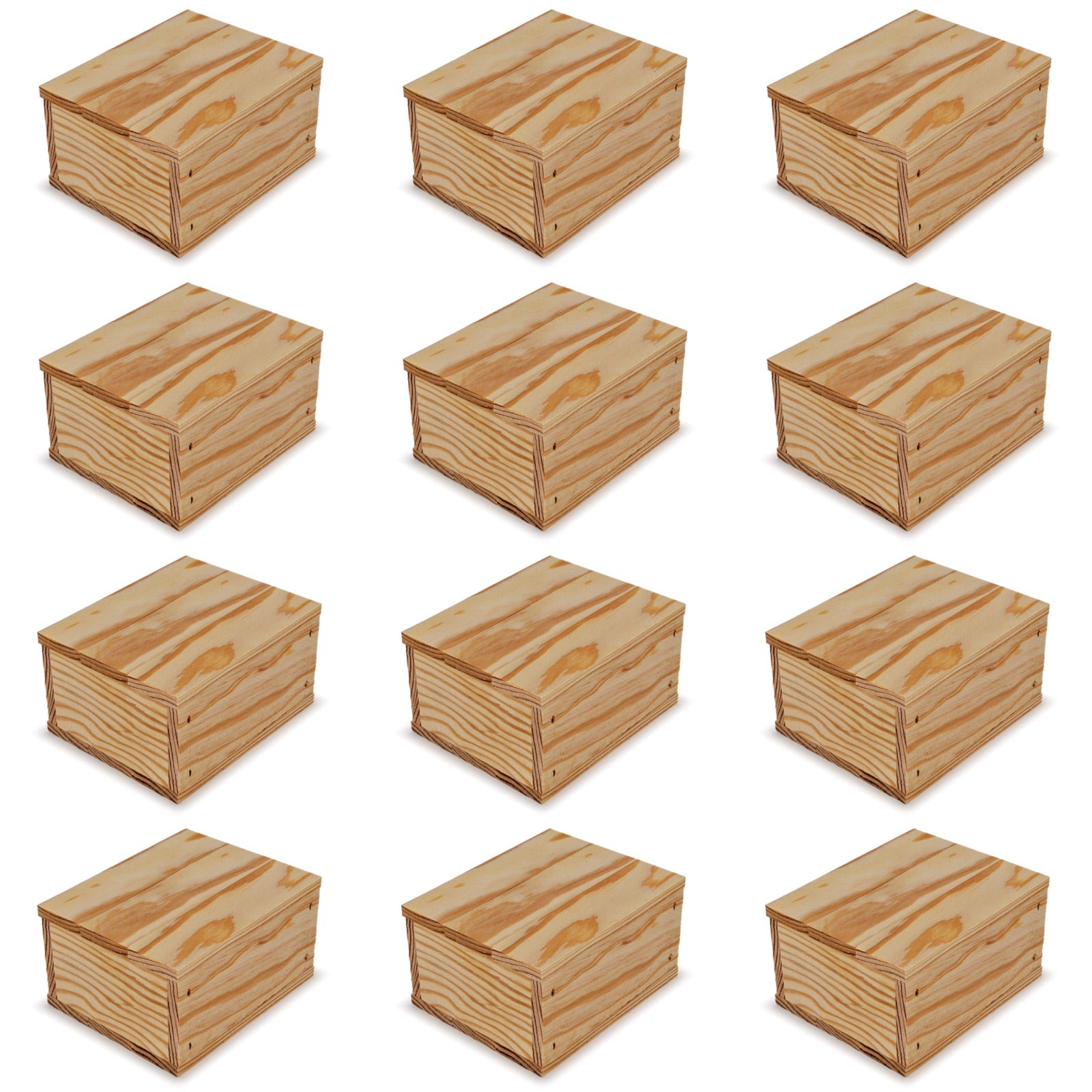 12 Small wooden crates with lid 5x4.5x2.75
