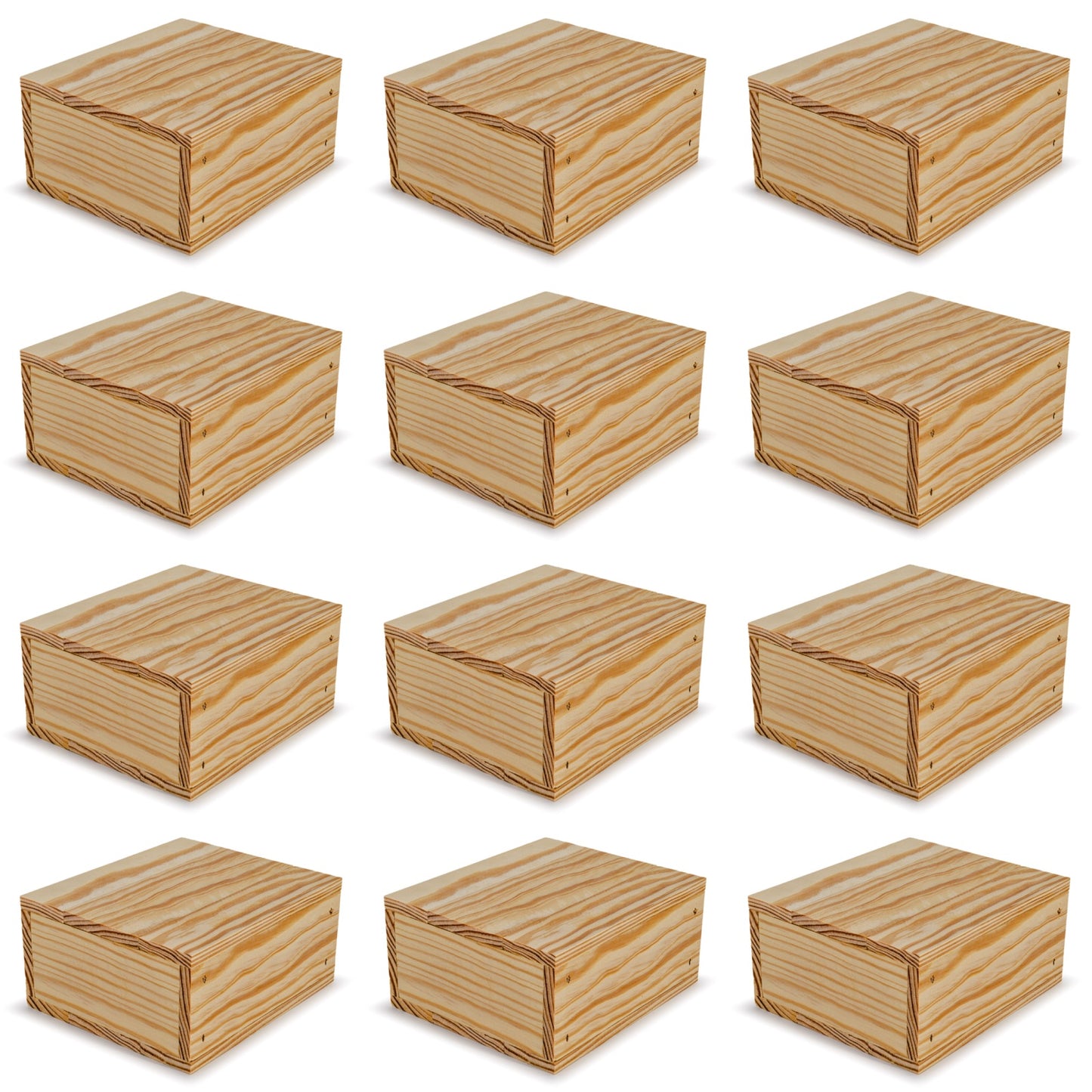 12 Small wooden crates with lid 6x5.5x2.75