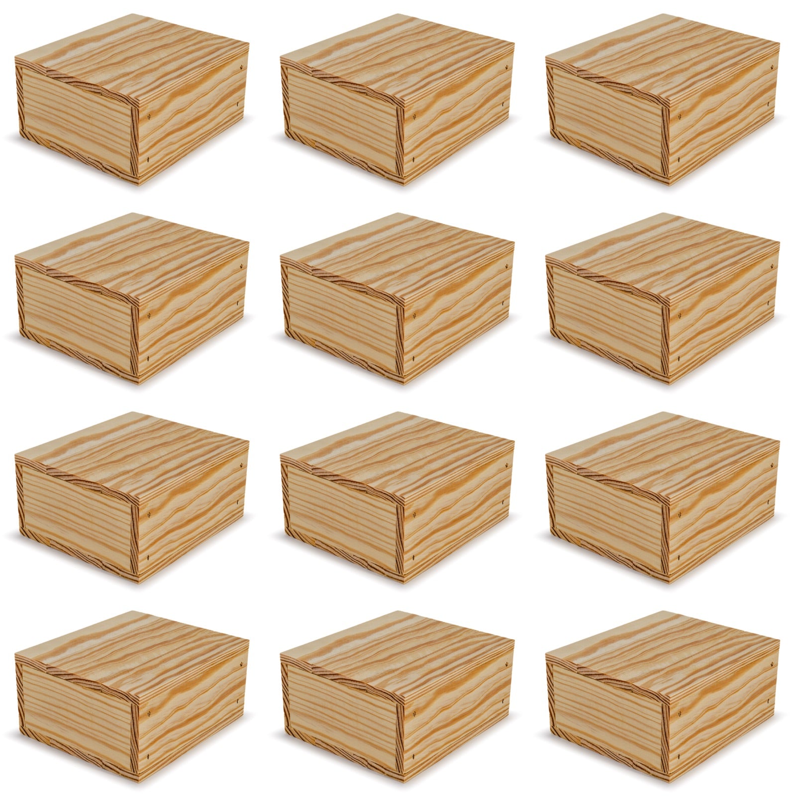 12 Small wooden crates with lid 6x5.5x2.75