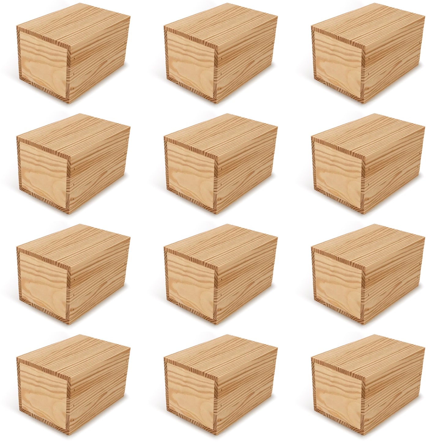 12 Small wooden crates with lid 7x5x4.25