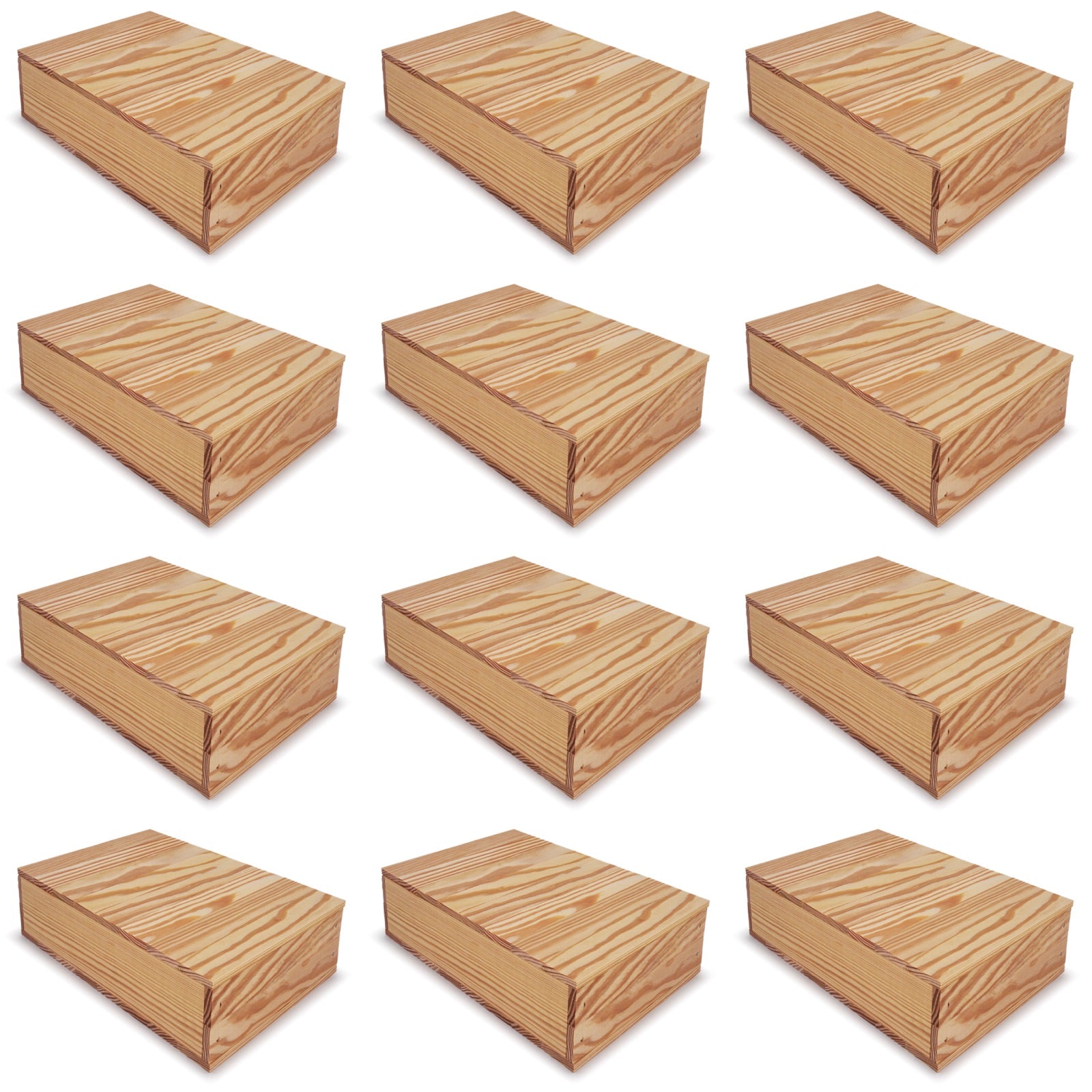 12 Small wooden crates with lid 8x13.25x3.5