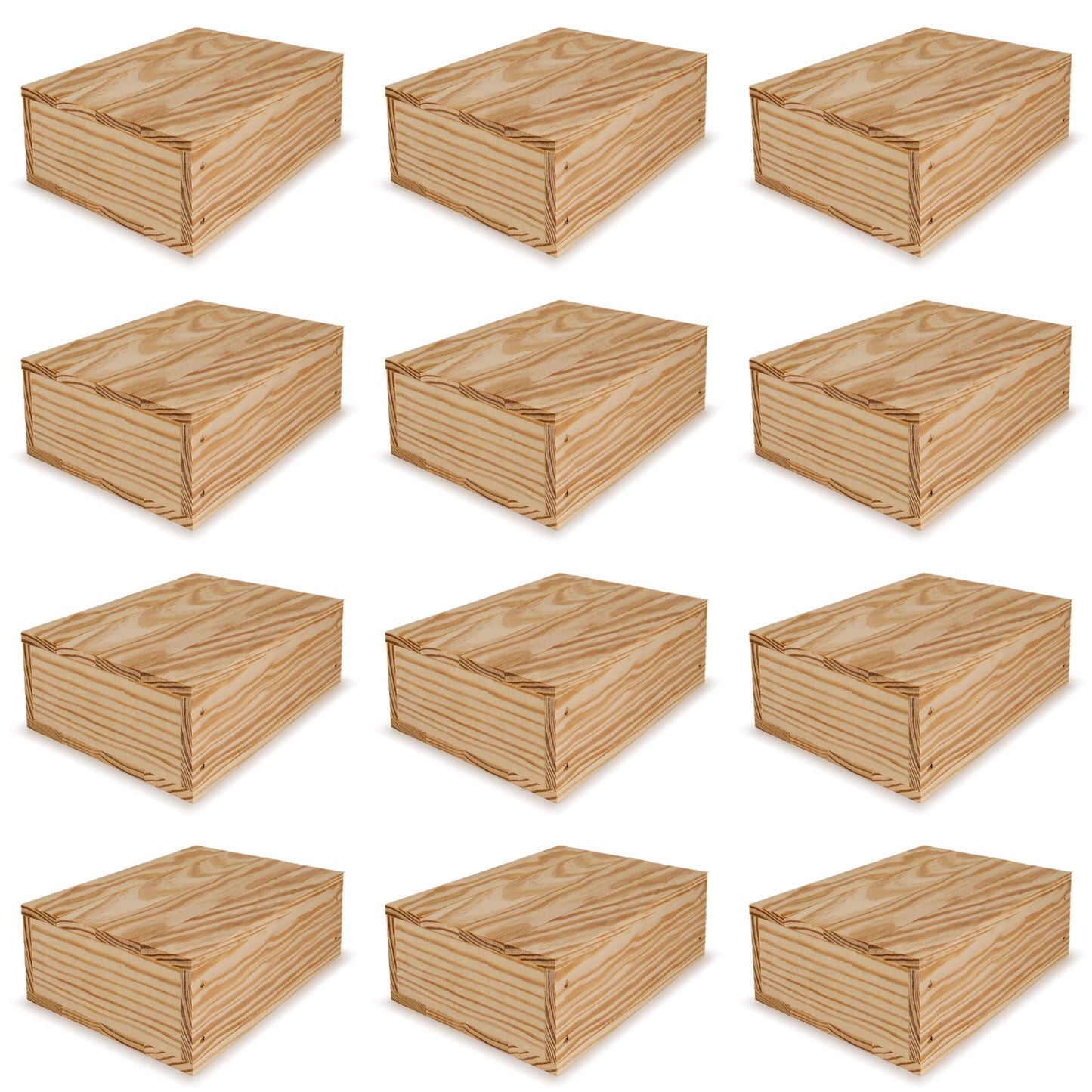 12 Small wooden crates with lid 8x6.25x2.75