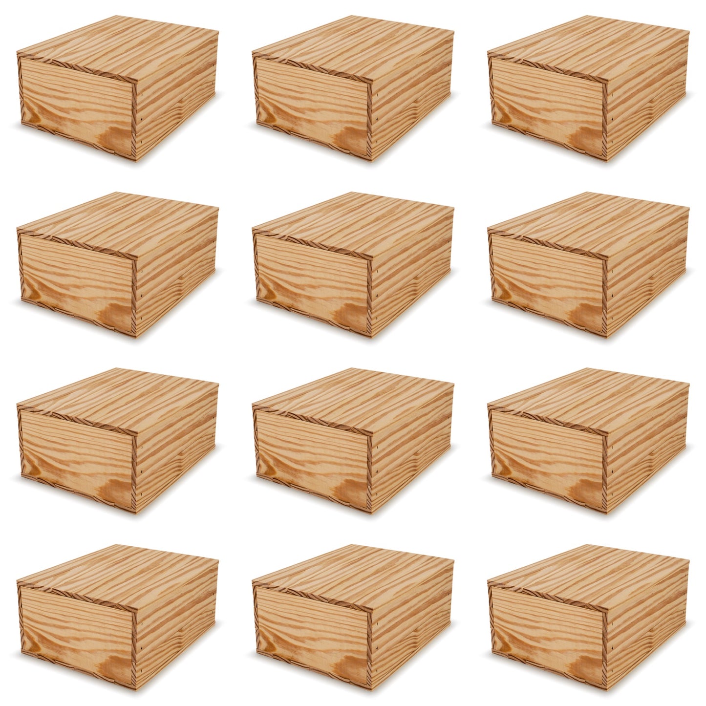 12 Small wooden crates with lid 9x8x3.5