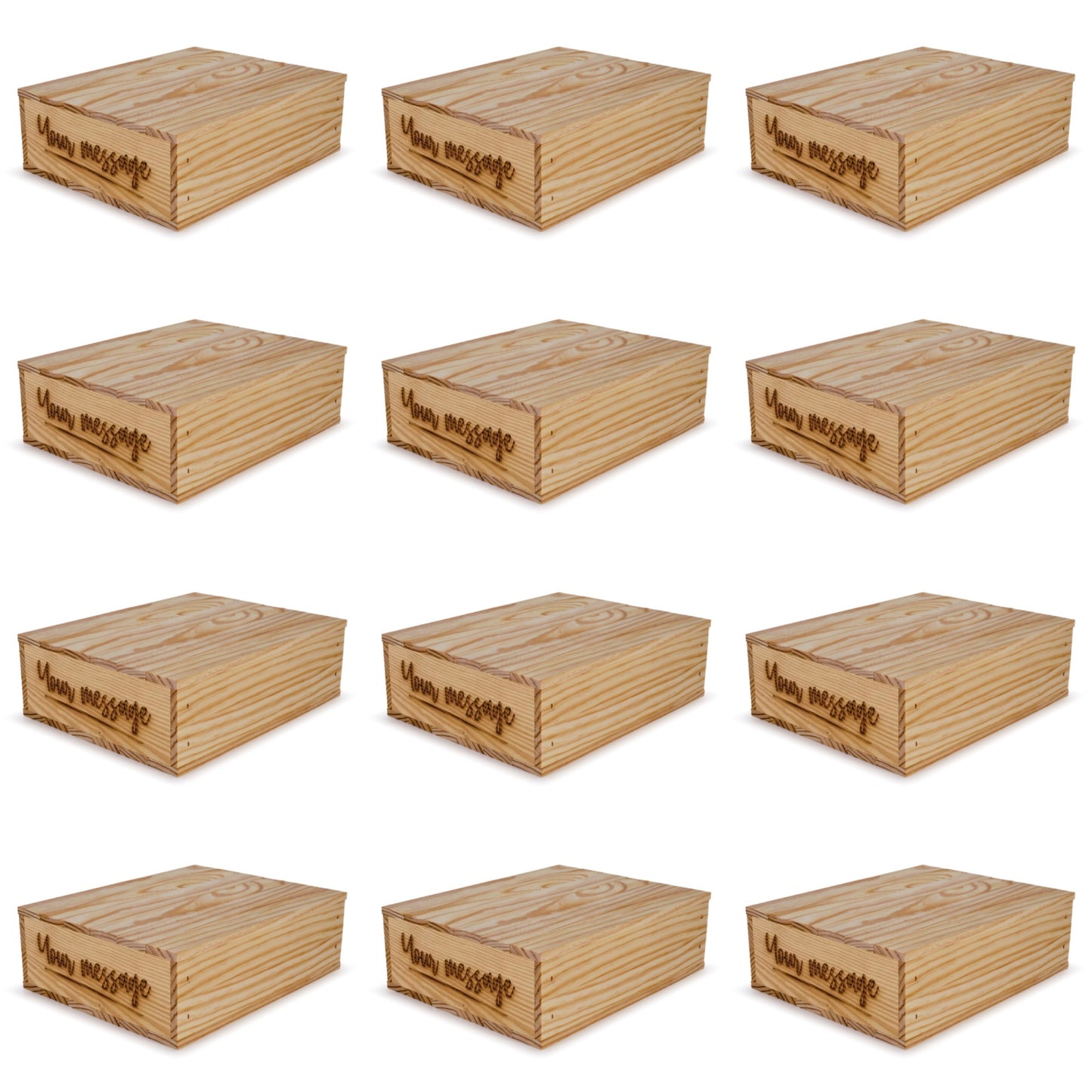 12 Small wooden crates with lid custom message 12x9.75x3.5