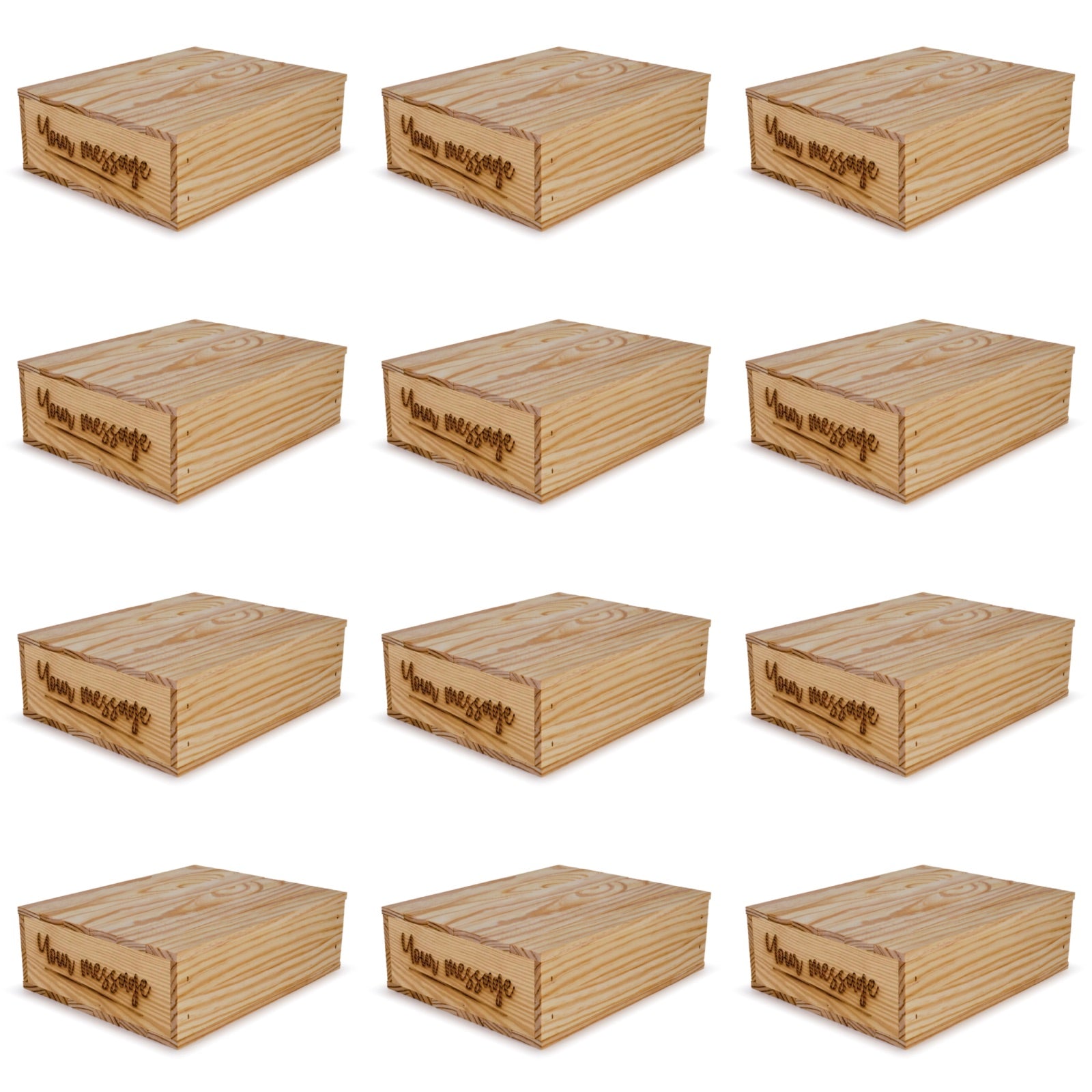 12 Small wooden crates with lid custom message 12x9.75x3.5