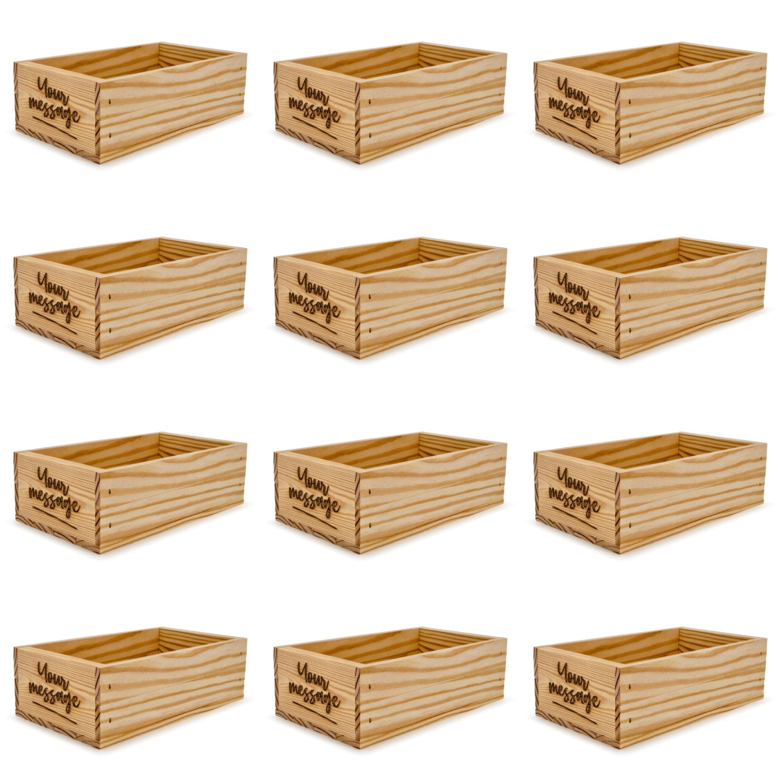 12 Small wooden crates with custom message 11x6.25x3.5