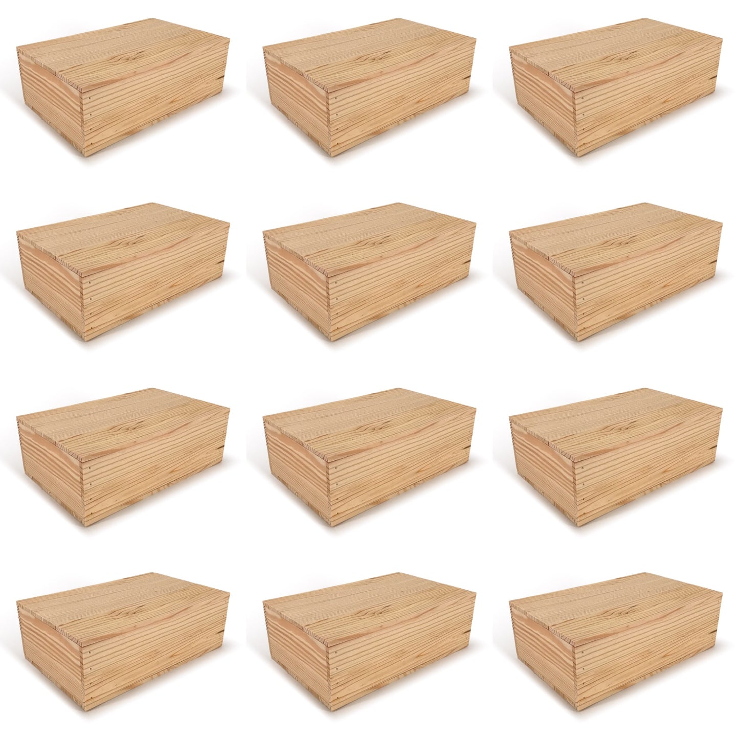 12 Two Bottle Wine Crate Boxes with Lid 14x9x4.5