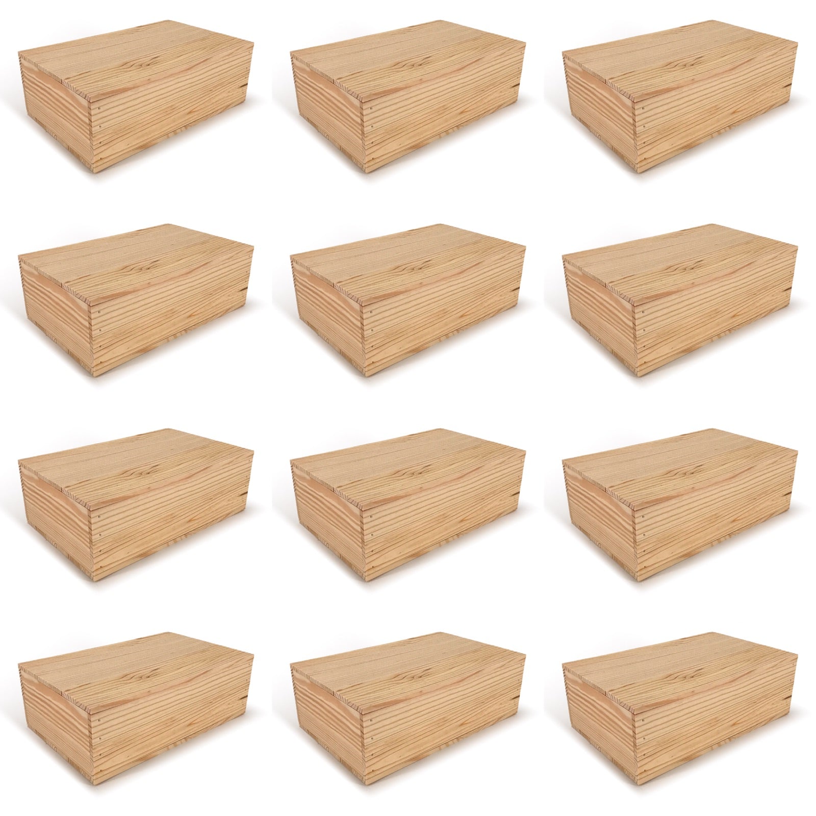 12 Two Bottle Wine Crate Boxes with Lid 14x9x4.5