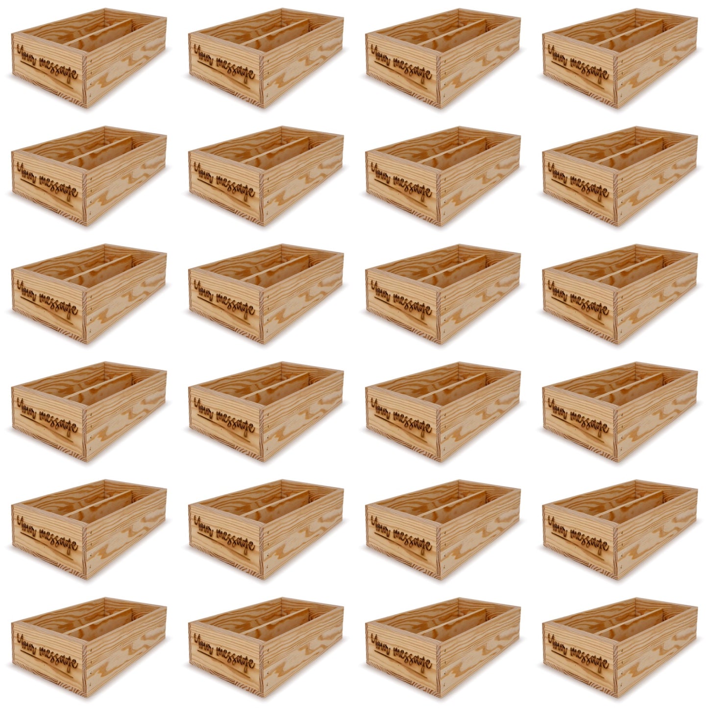 24-2 Bottle wine crates with custom message 13x7.5x3.5