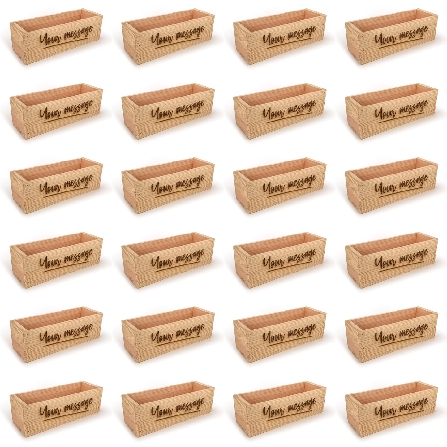24 Single Bottle Wine Crate Box with Custom Message 14x4.5x4.5