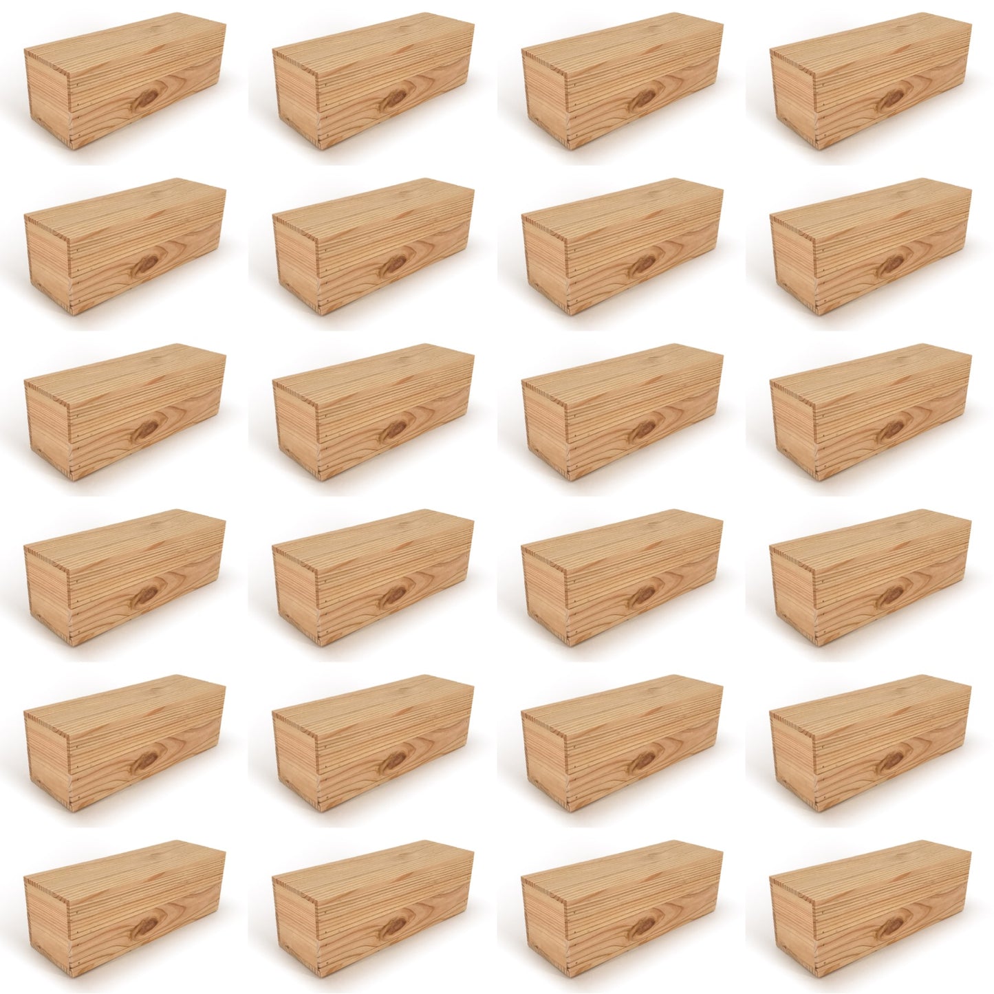 24 Single Bottle Wine Crate Box with Lid 14x4.5x4.5