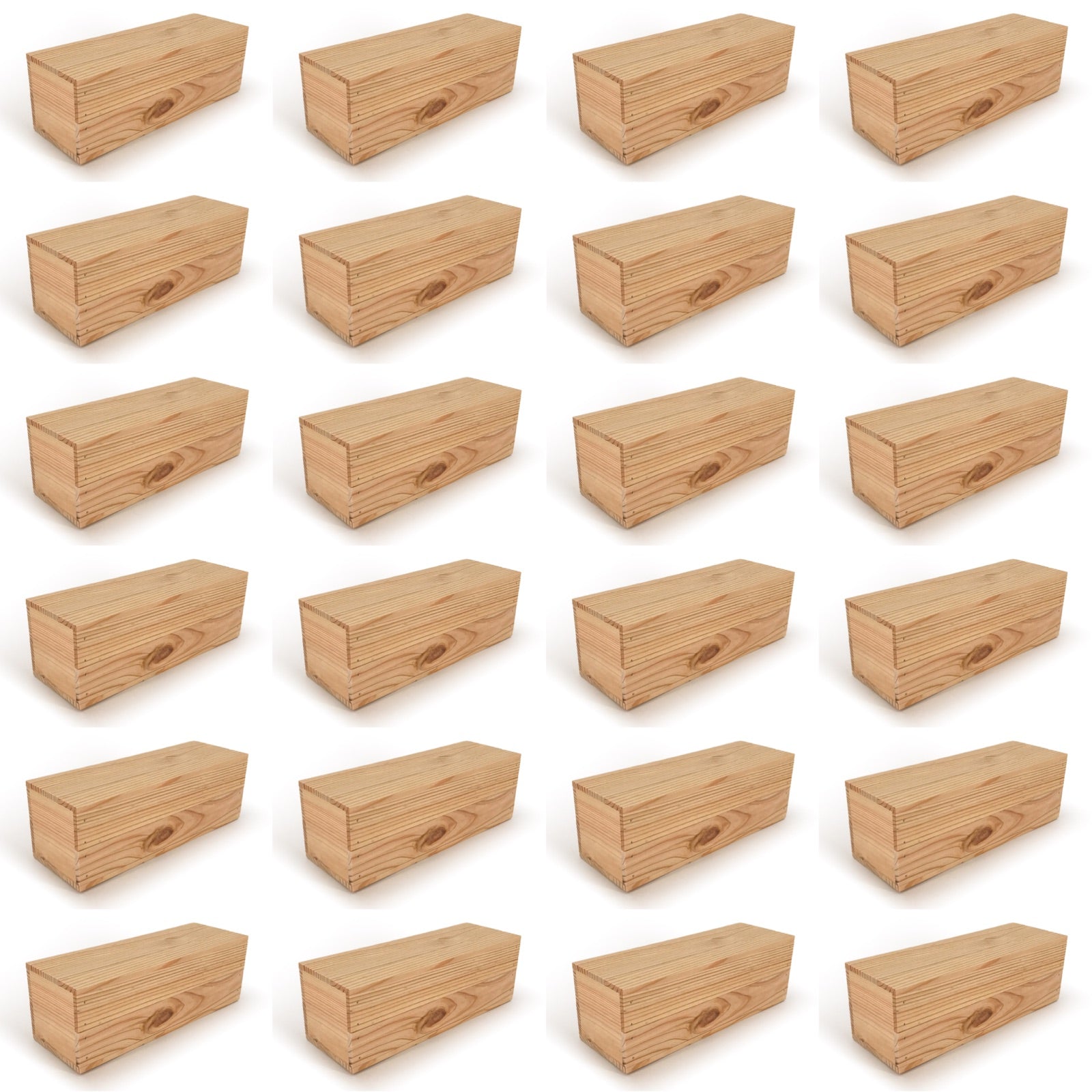 24 Single Bottle Wine Crate Box with Lid 14x4.5x4.5