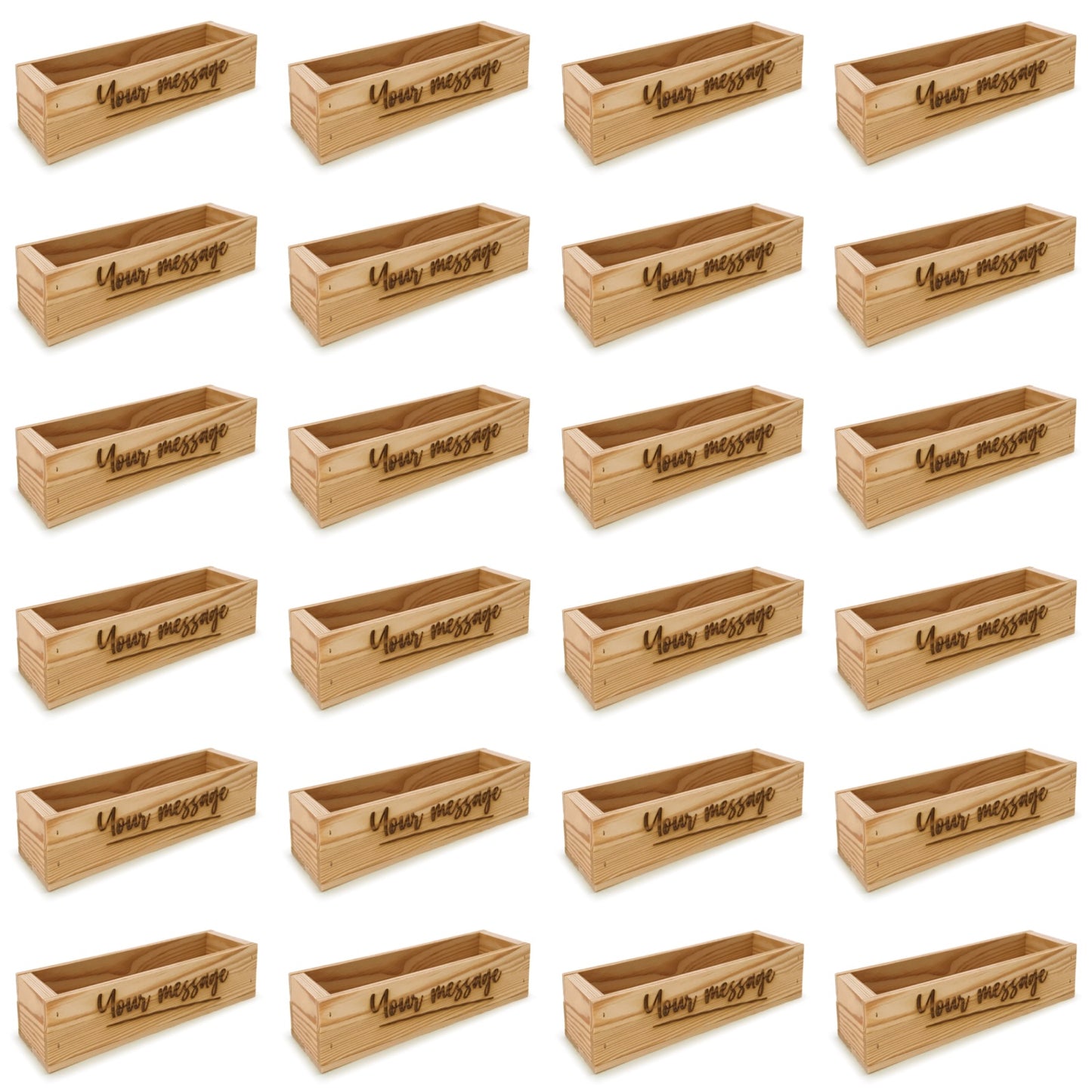 24 Single bottle wine crates with custom message 13x3.5x3.5