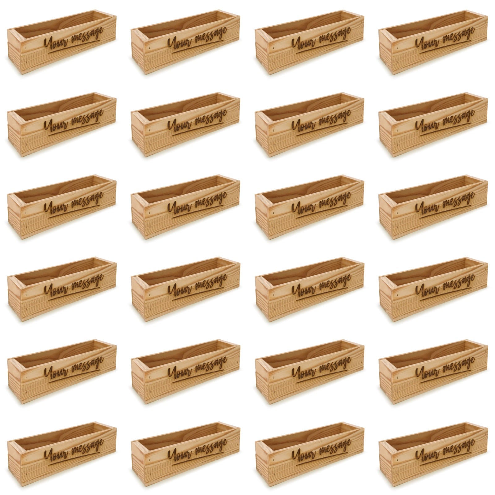 24 Single bottle wine crates with custom message 13x3.5x3.5