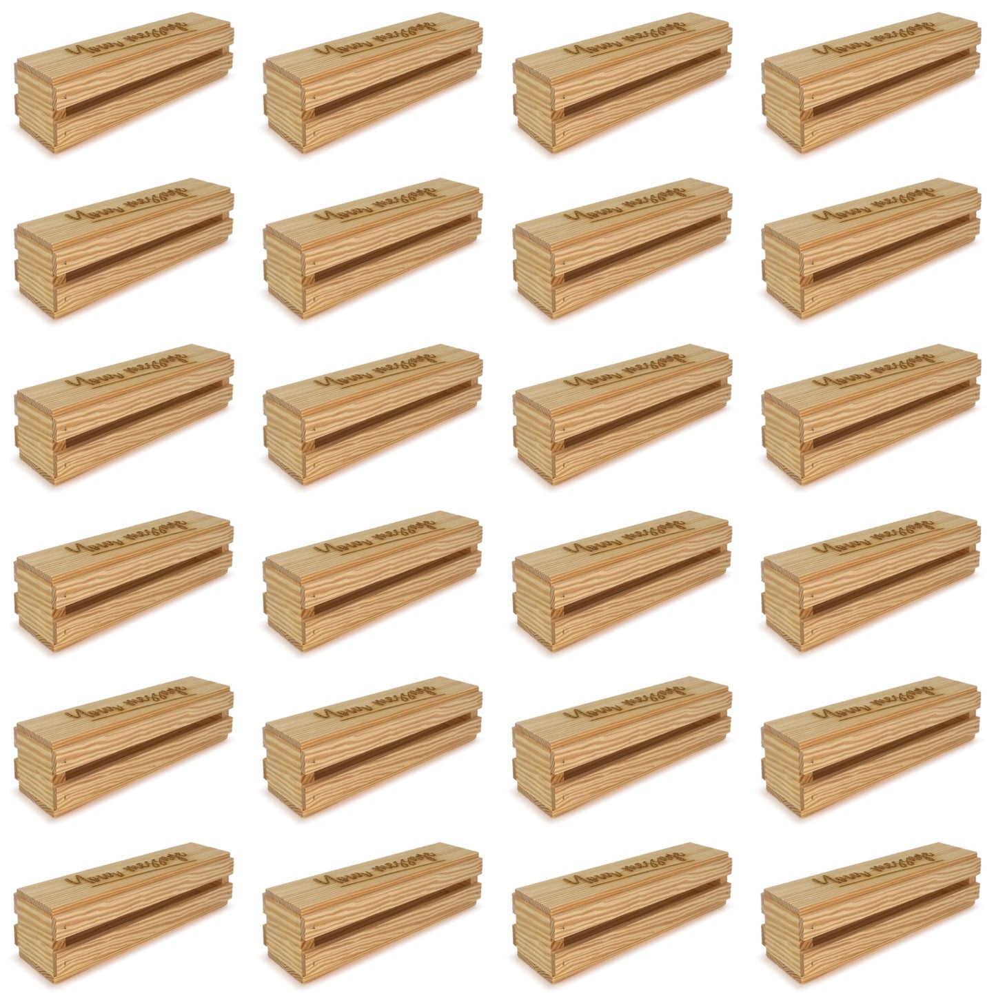 24 Single bottle wine crates with lid and custom message 13x3.5x3.5