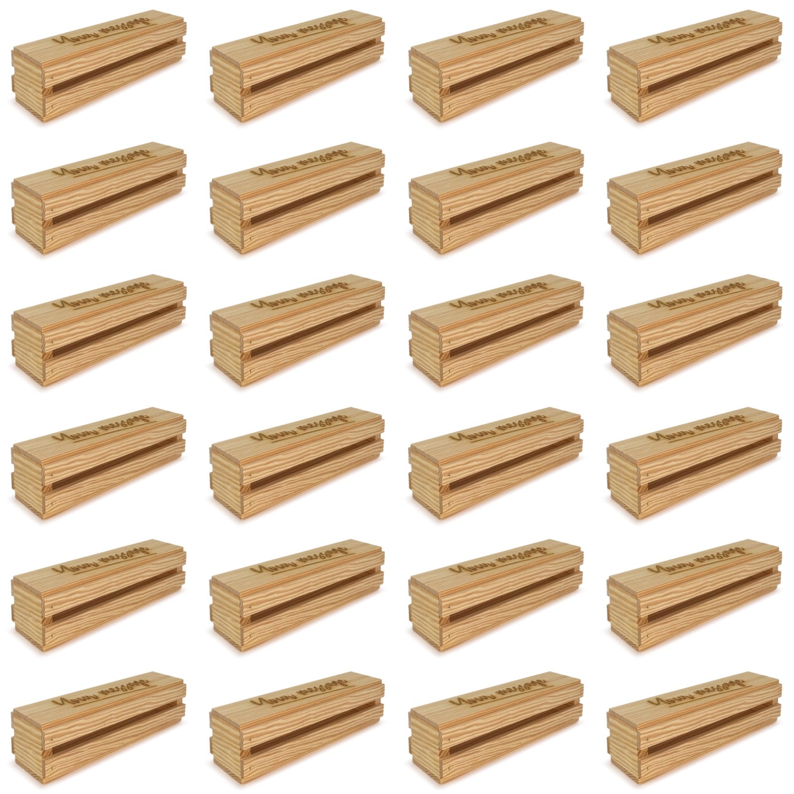 24 Single bottle wine crates with lid and custom message 13x3.5x3.5