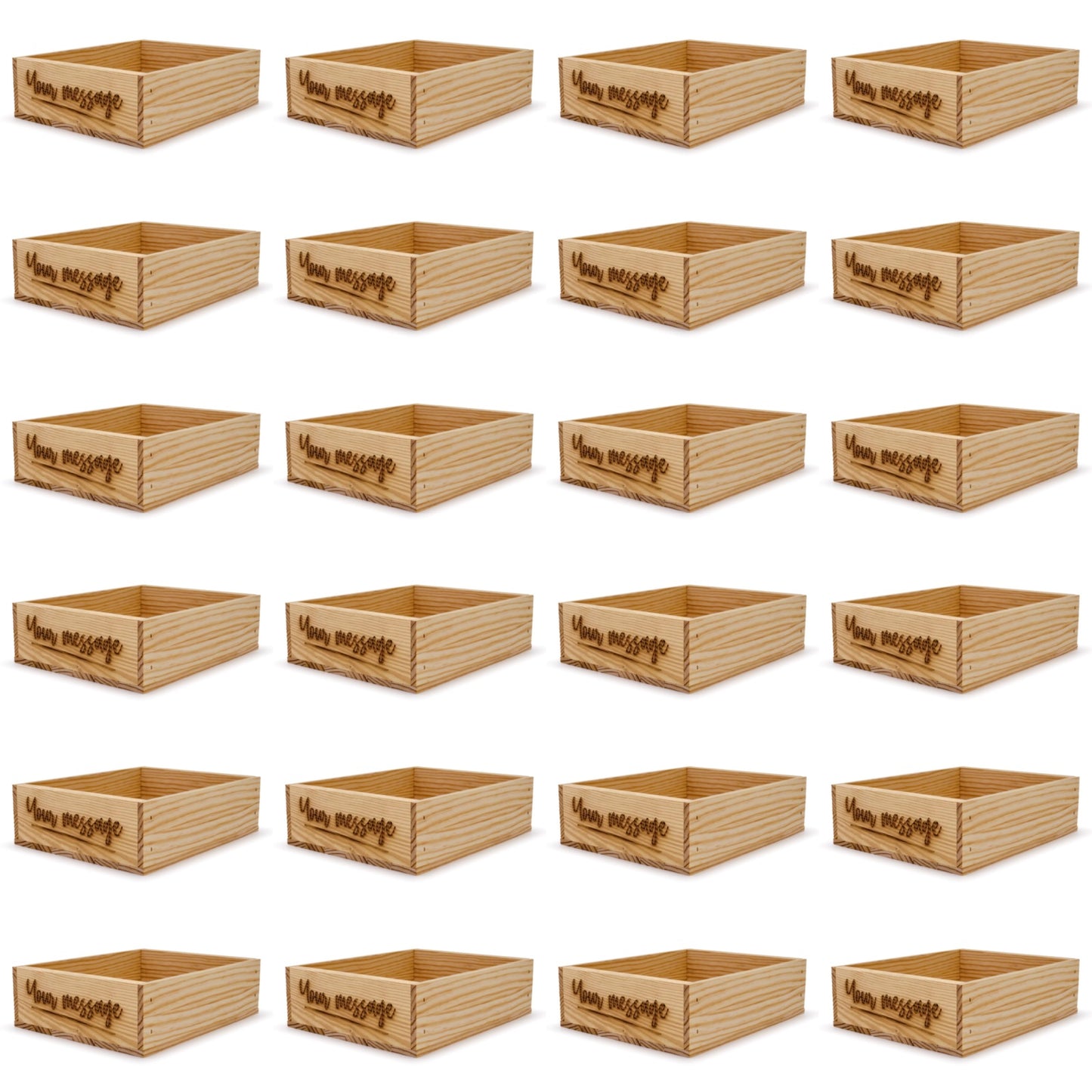 24 Small wooden crates with custom message 12x9.75x3.5
