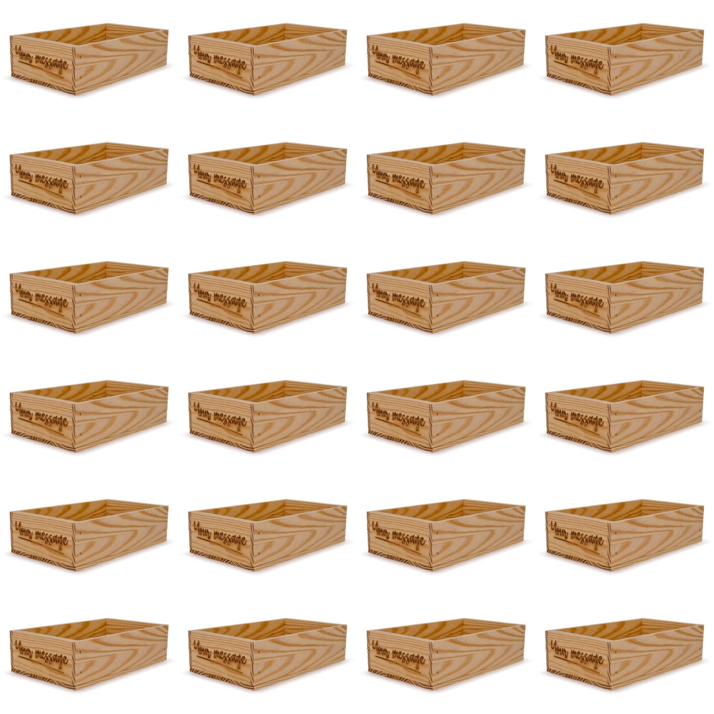 24 Small wooden crates with custom message 13x7.5x3.5