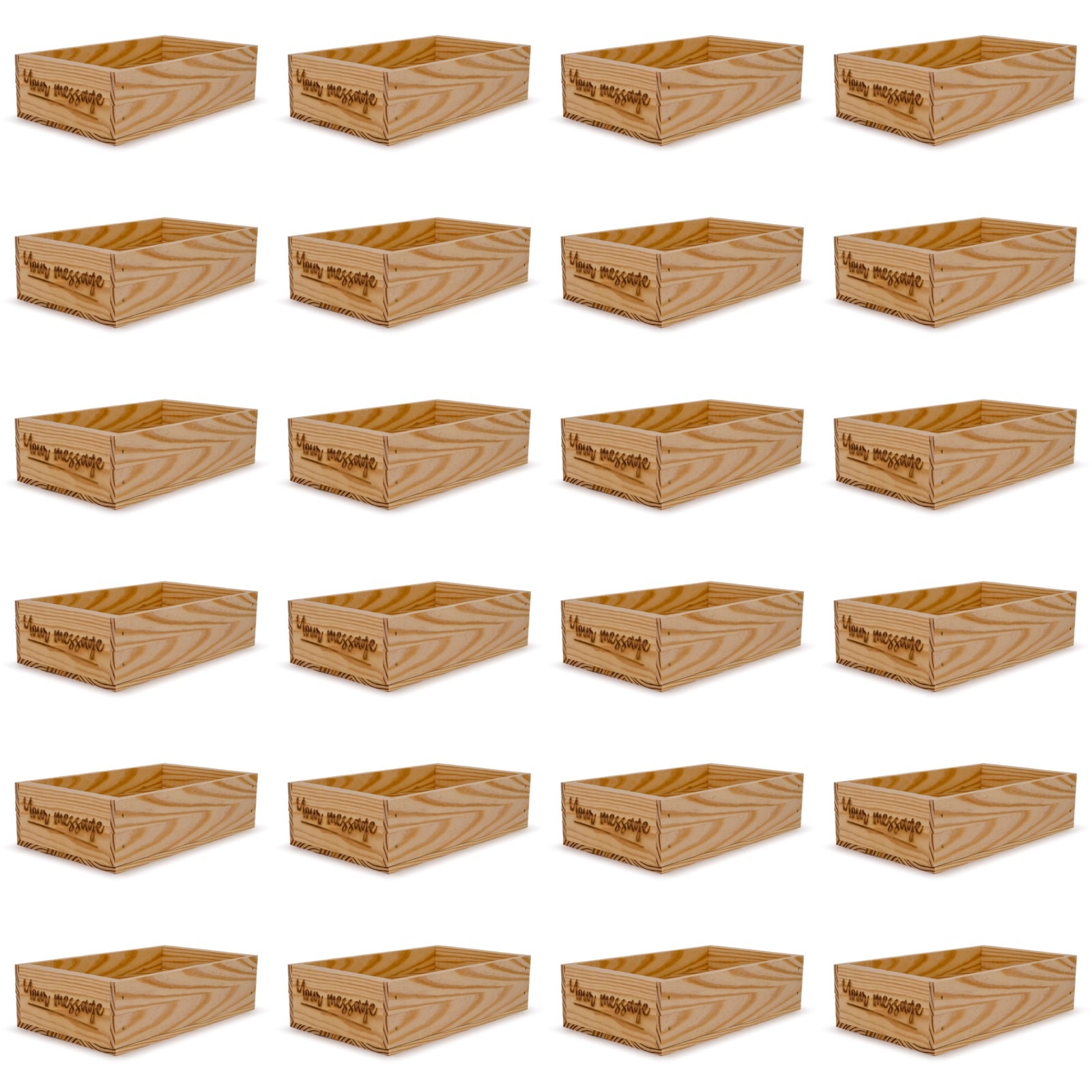 24  Small wooden crates with custom message 13x7.5x3.5