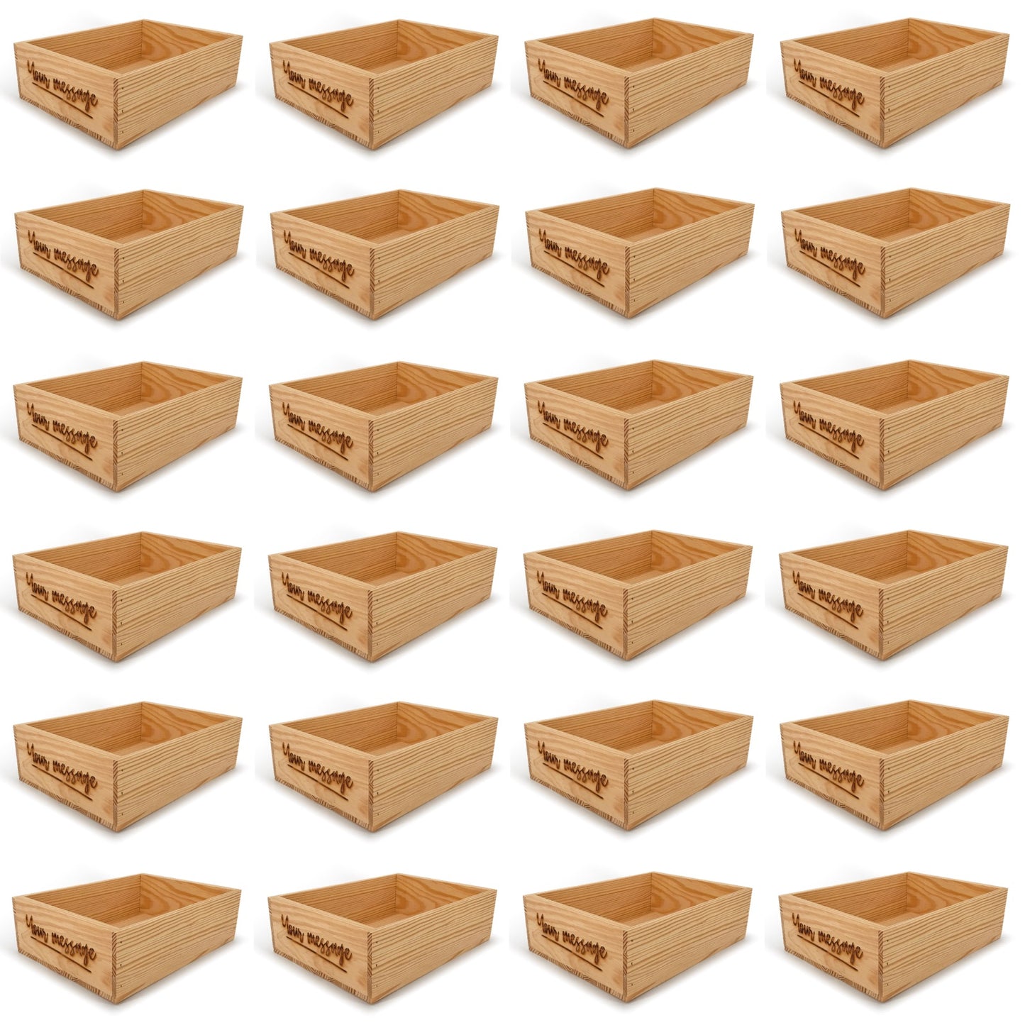 24 Small wooden crates with custom message 14x10x4.25