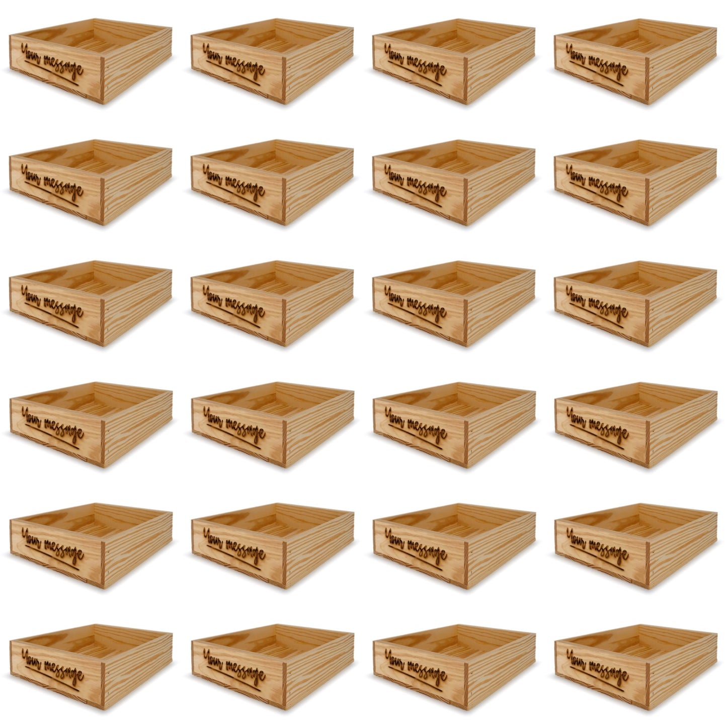 24 Small wooden crates with custom message 14x11.5x3.5