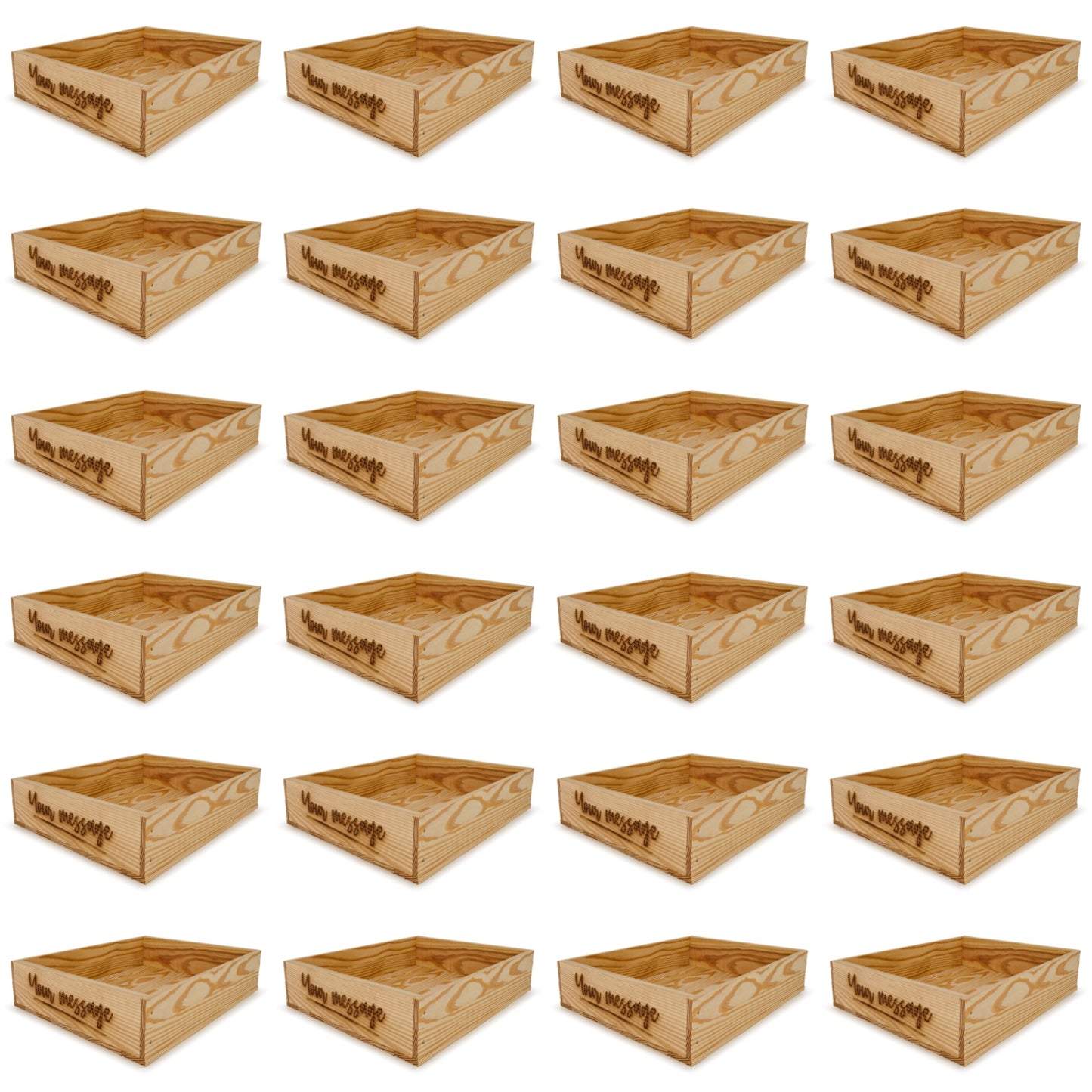 24 Small wooden crates with custom message 16x13.25x3.5