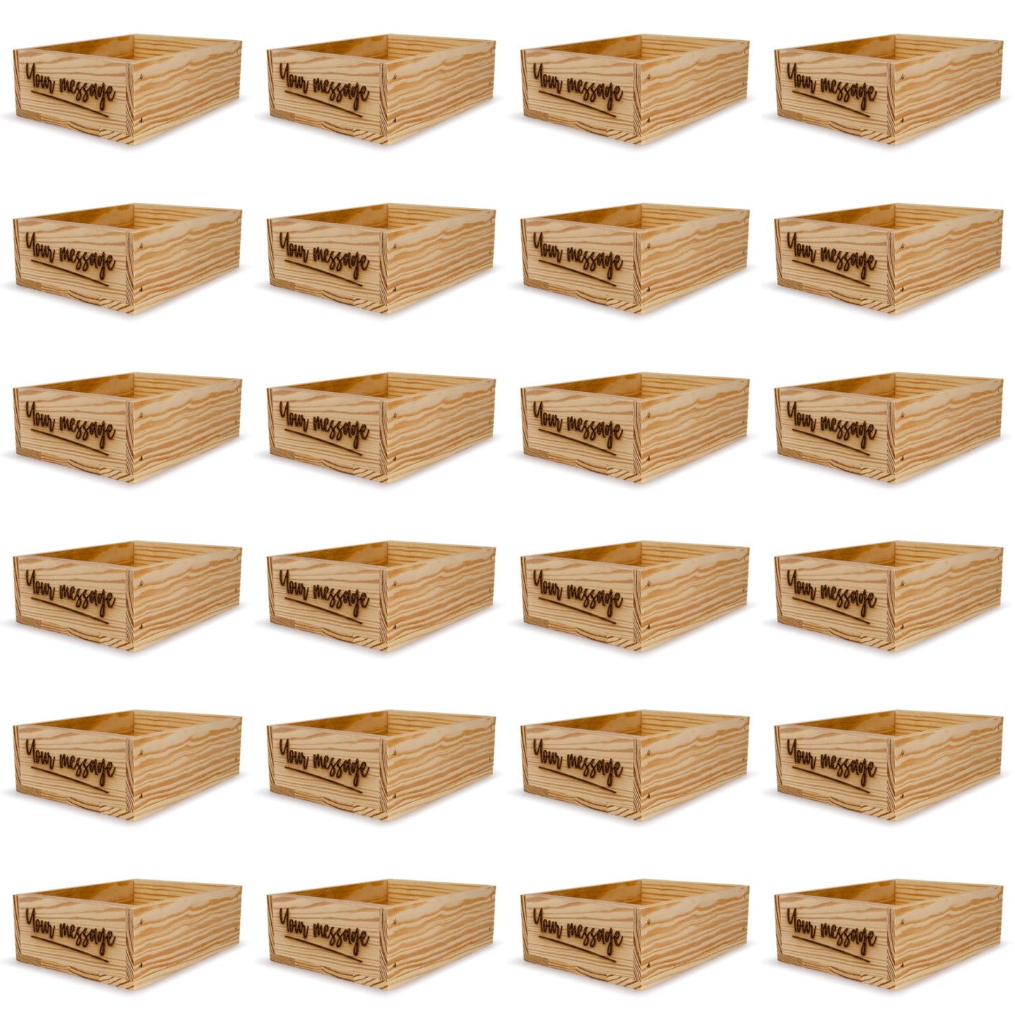 24 Small wooden crates with custom message 8x6.25x2.75