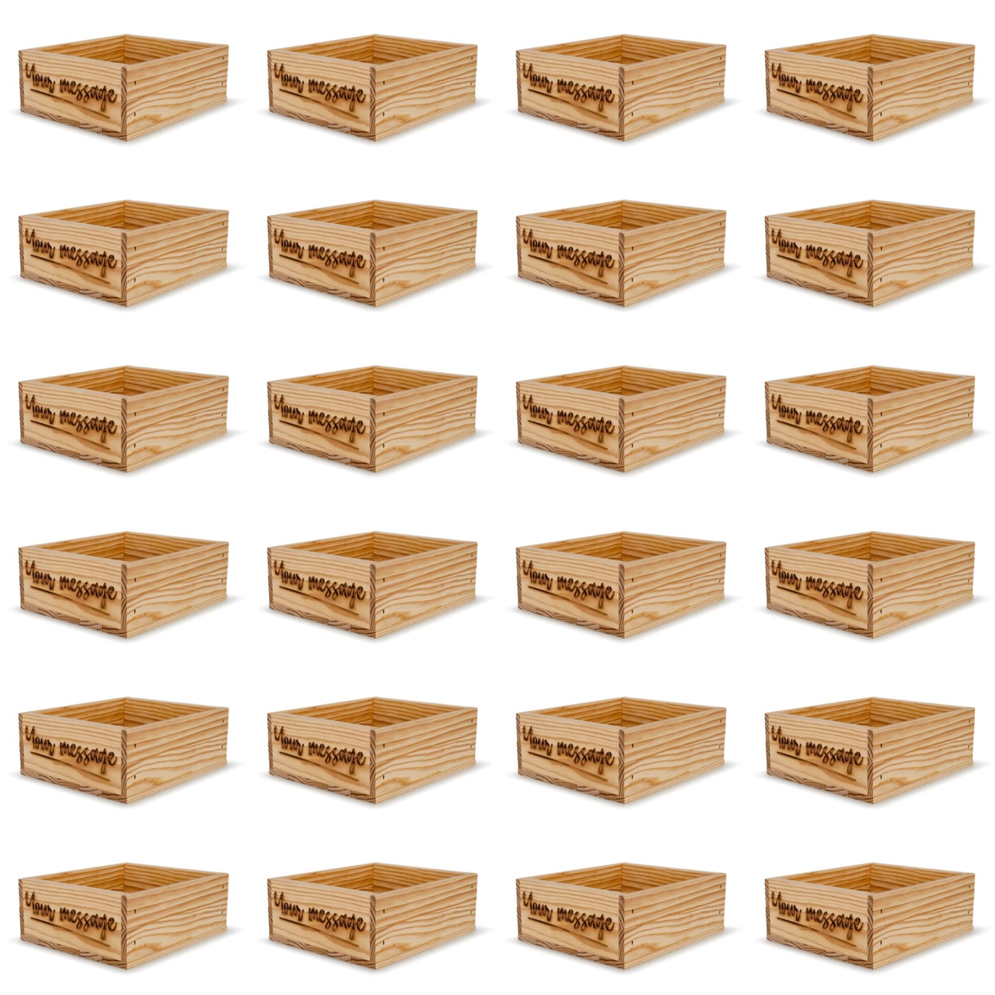 24 Small wooden crates with custom message 9x8x3.5
